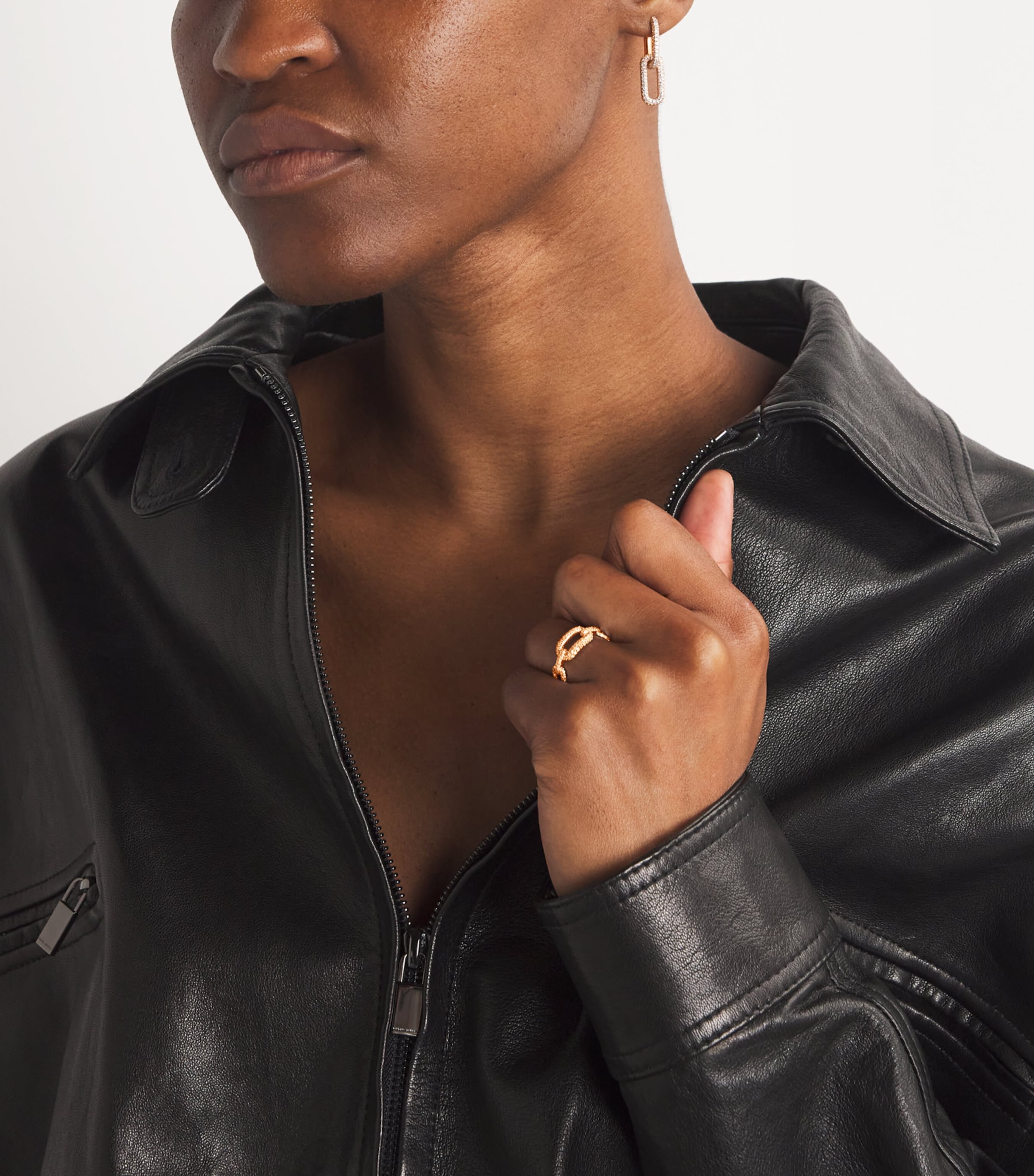 Rose Gold and Diamond Pavé Link Earrings ROSE GOLD Image 4