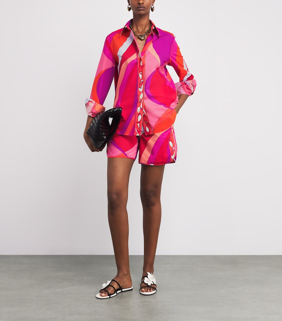 Cotton Marmo Print Shirt 017 CORALLO/FUXIA Image 2