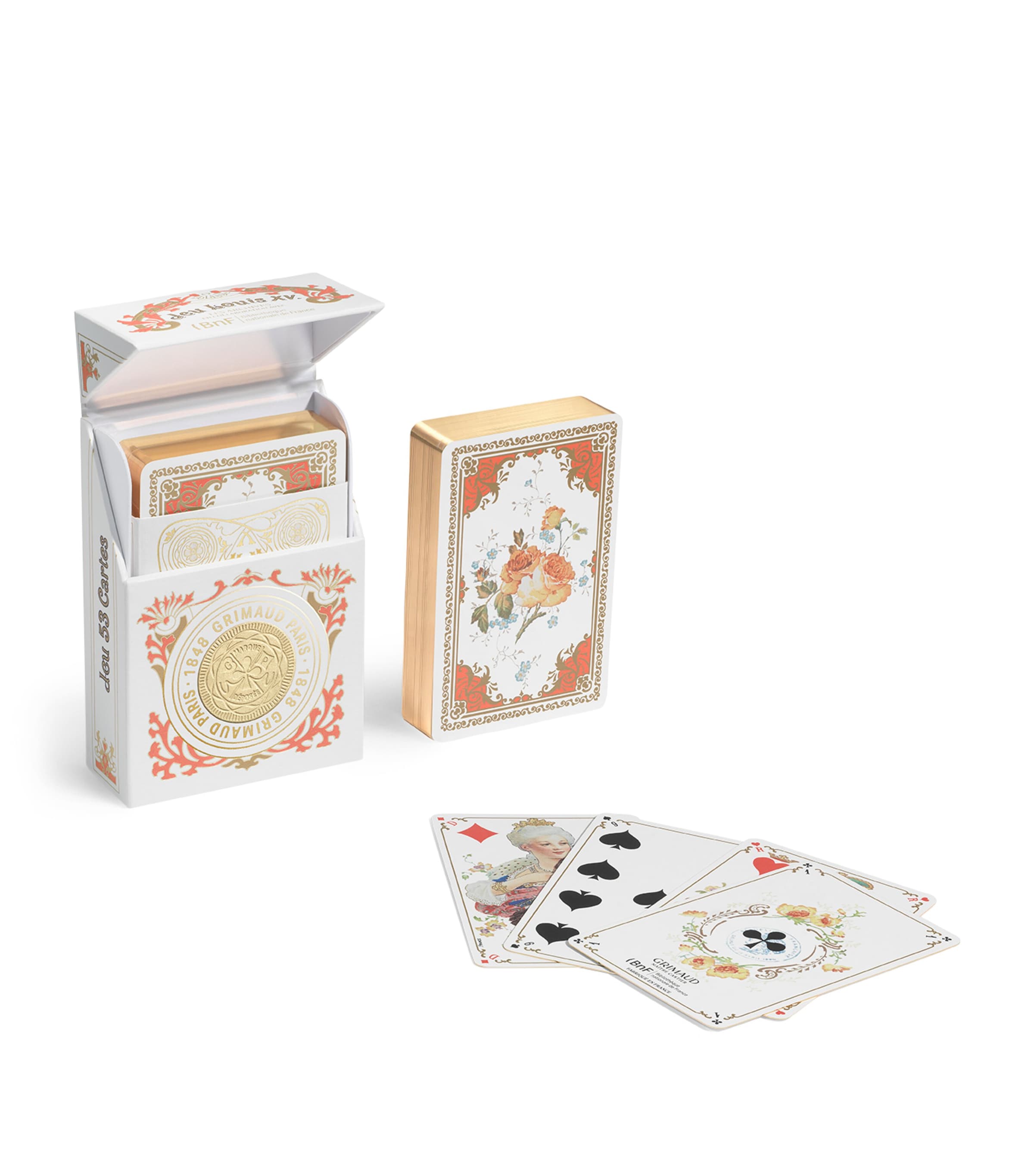 x BnF N°1504 Louis XV Archival Playing Cards (53 Cards) RED Image 2