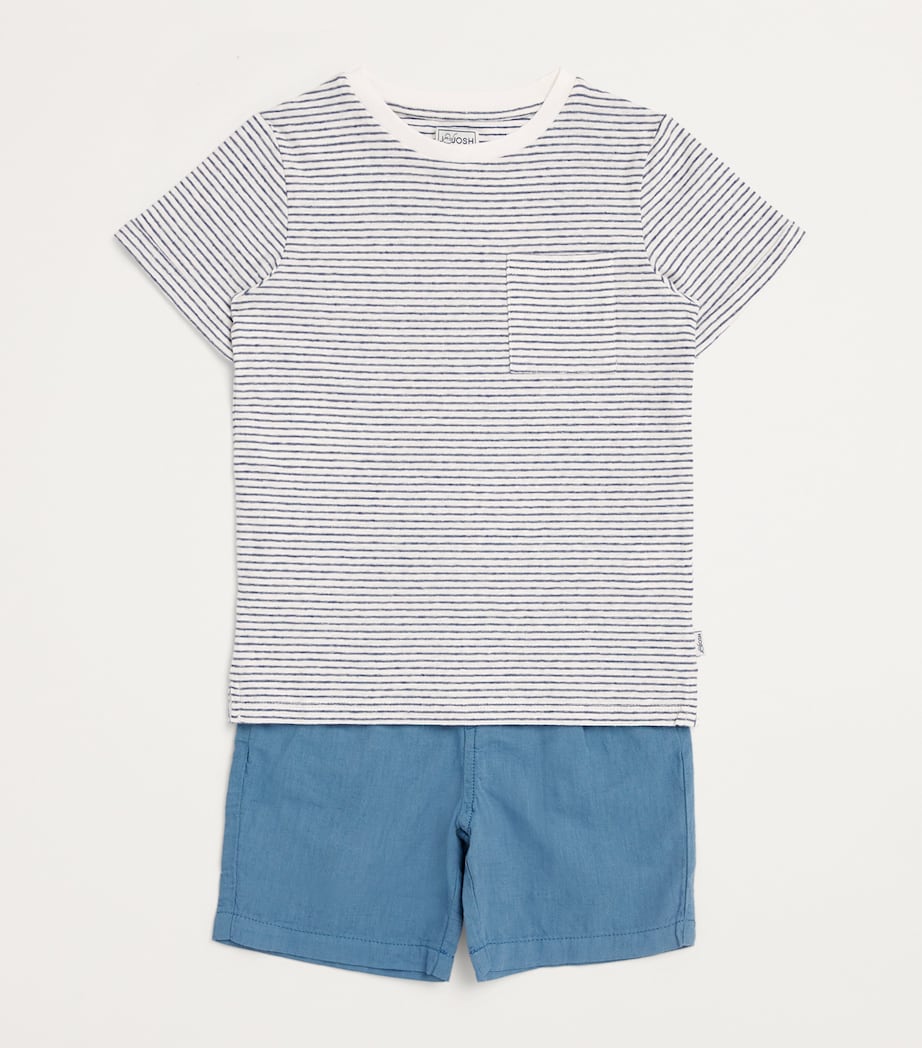 Linen-Cotton Drawstring Shorts (2-10 Years) BLUE GREY Image 3