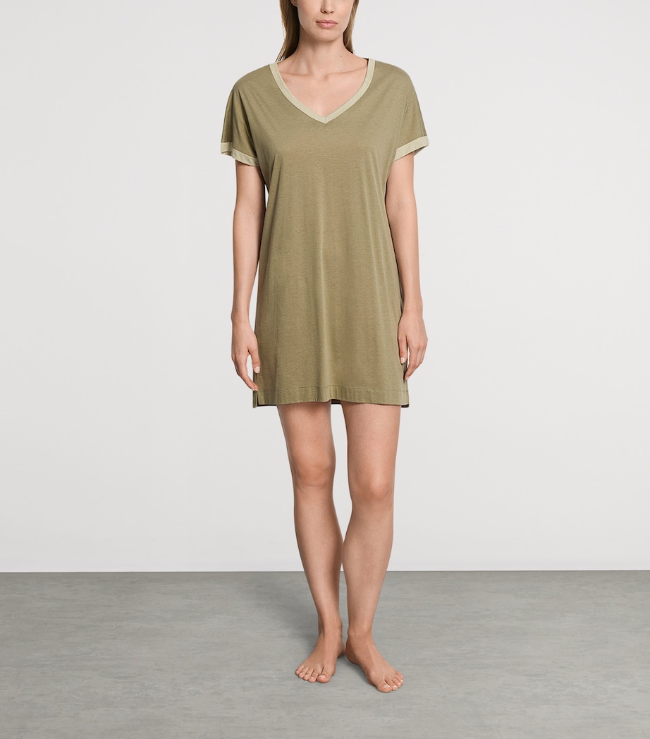 Hanro Womens Cotton-Modal Laura Nightdress Covert Green Image 4