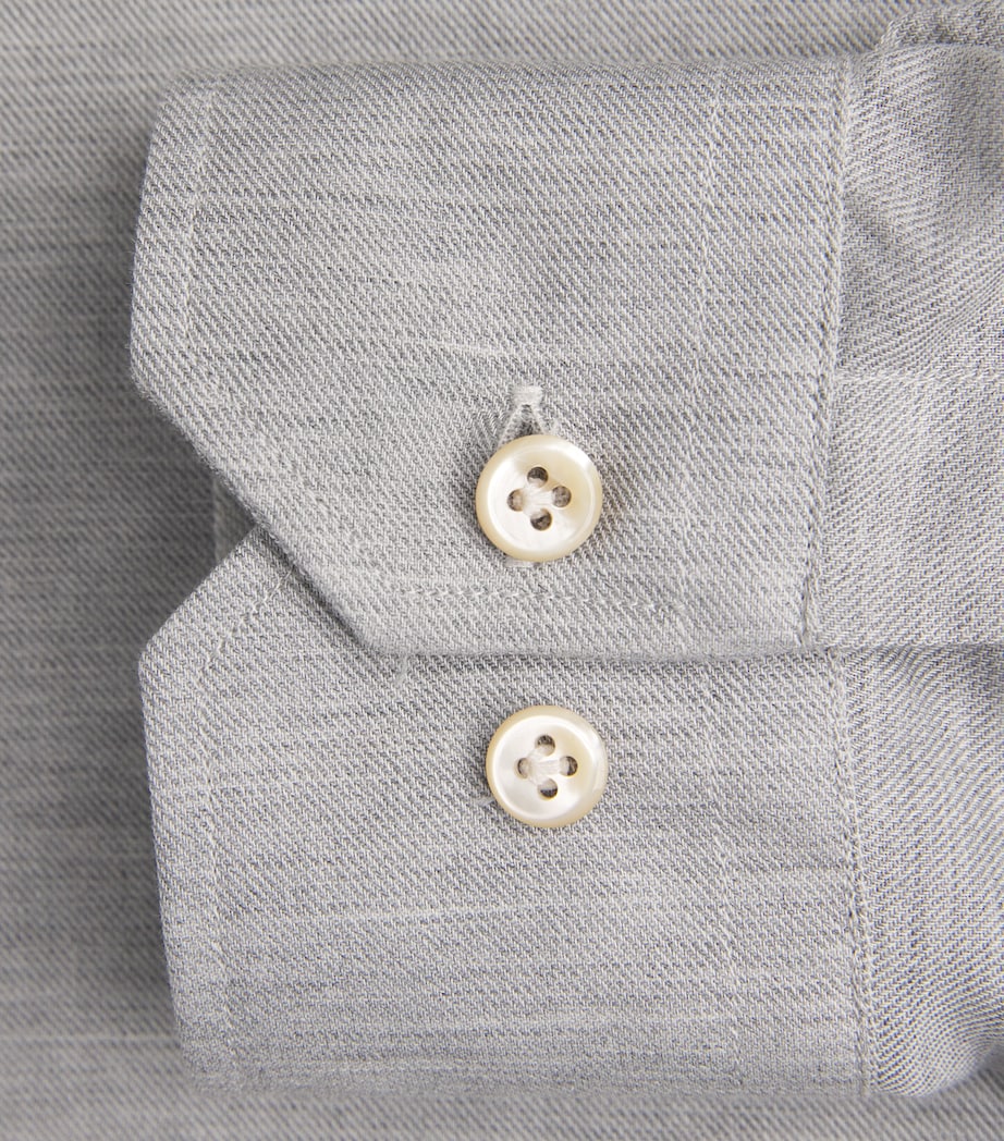 Pal Zileri Mens Cotton-Cashmere Shirt Light Grey Image 6