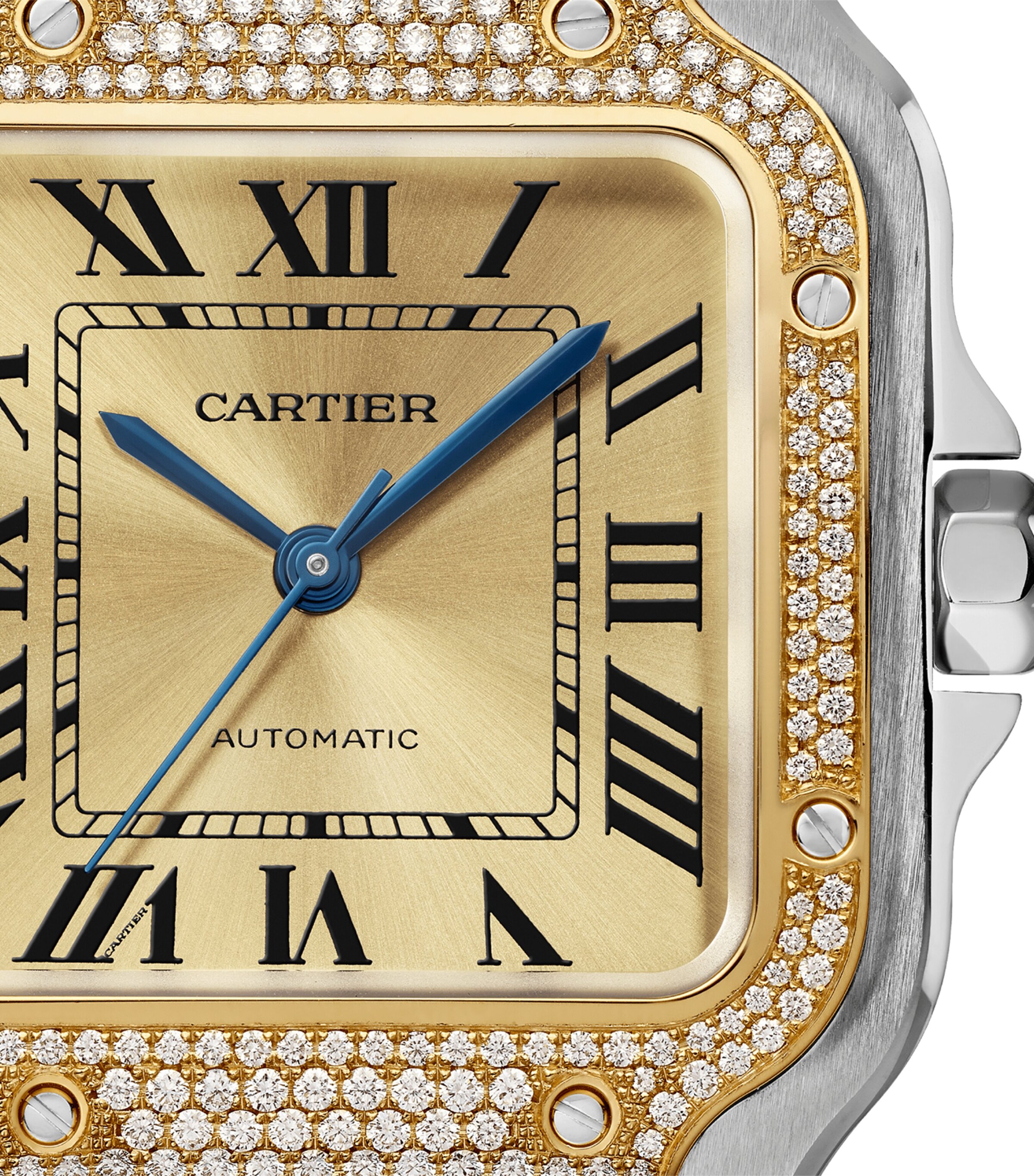 Stainless Steel and Diamond Santos de Cartier Watch 41.9mm GOLD Image 8