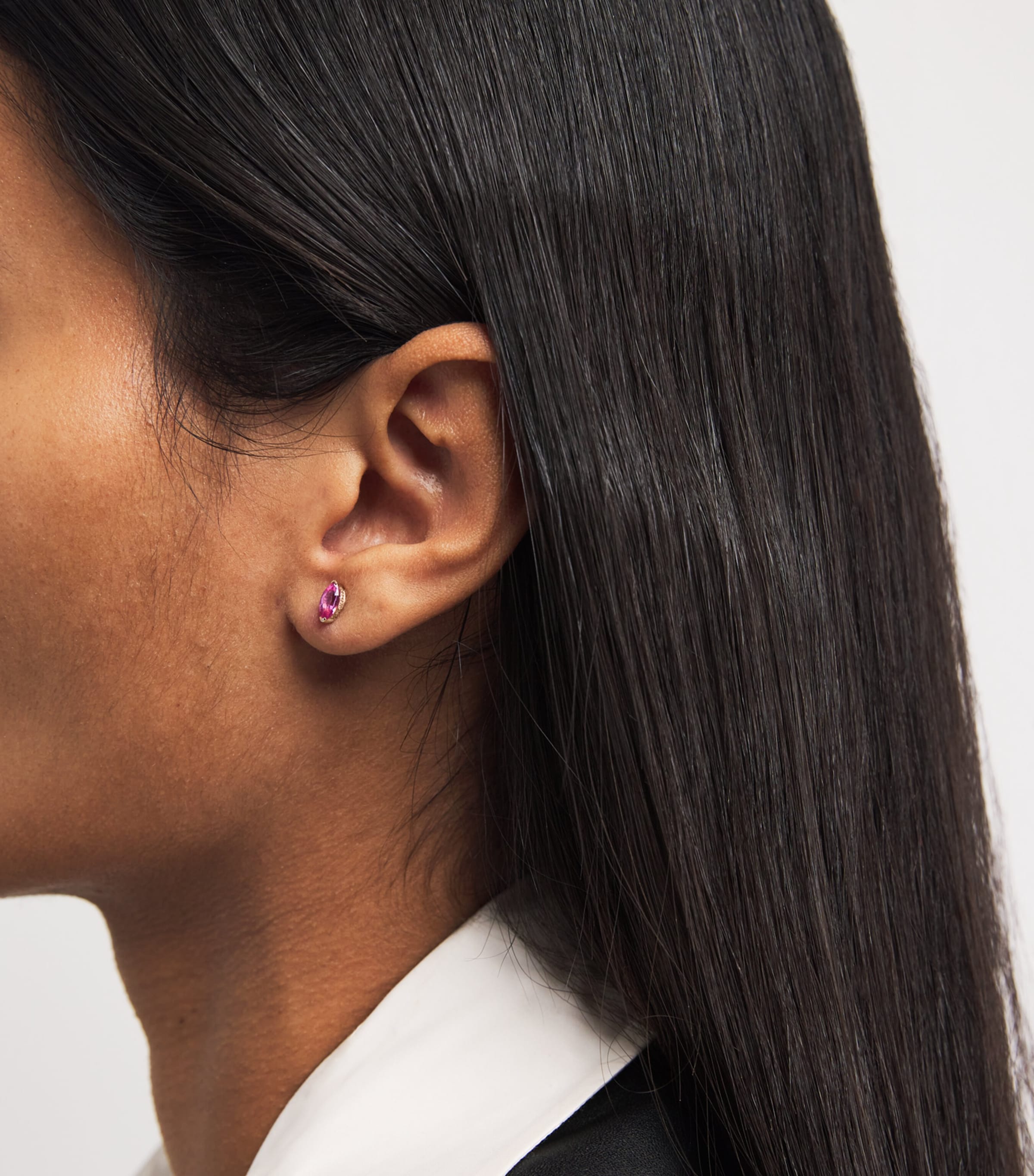 Rose Gold, Diamond and Sapphire Stud Earrings ROSE GOLD Image 2