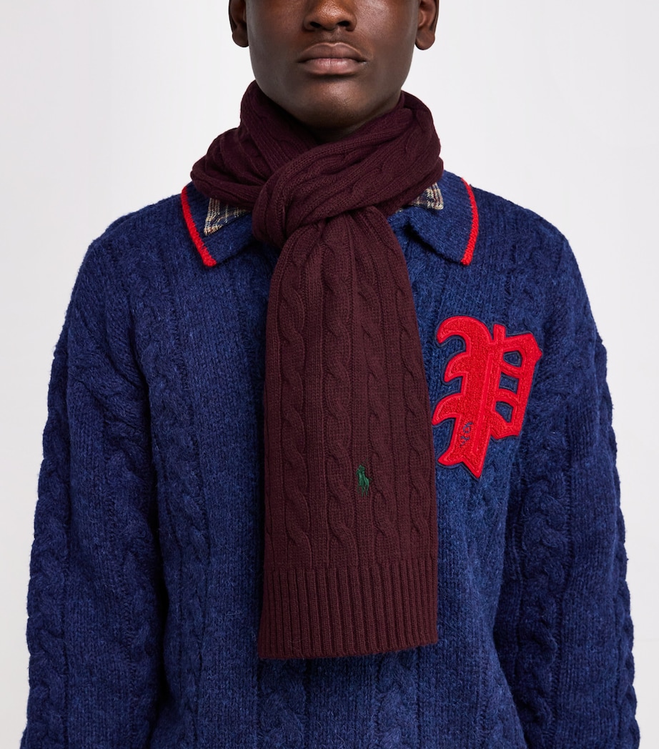 Wool-Blend Cable-Knit Scarf RED Image 2