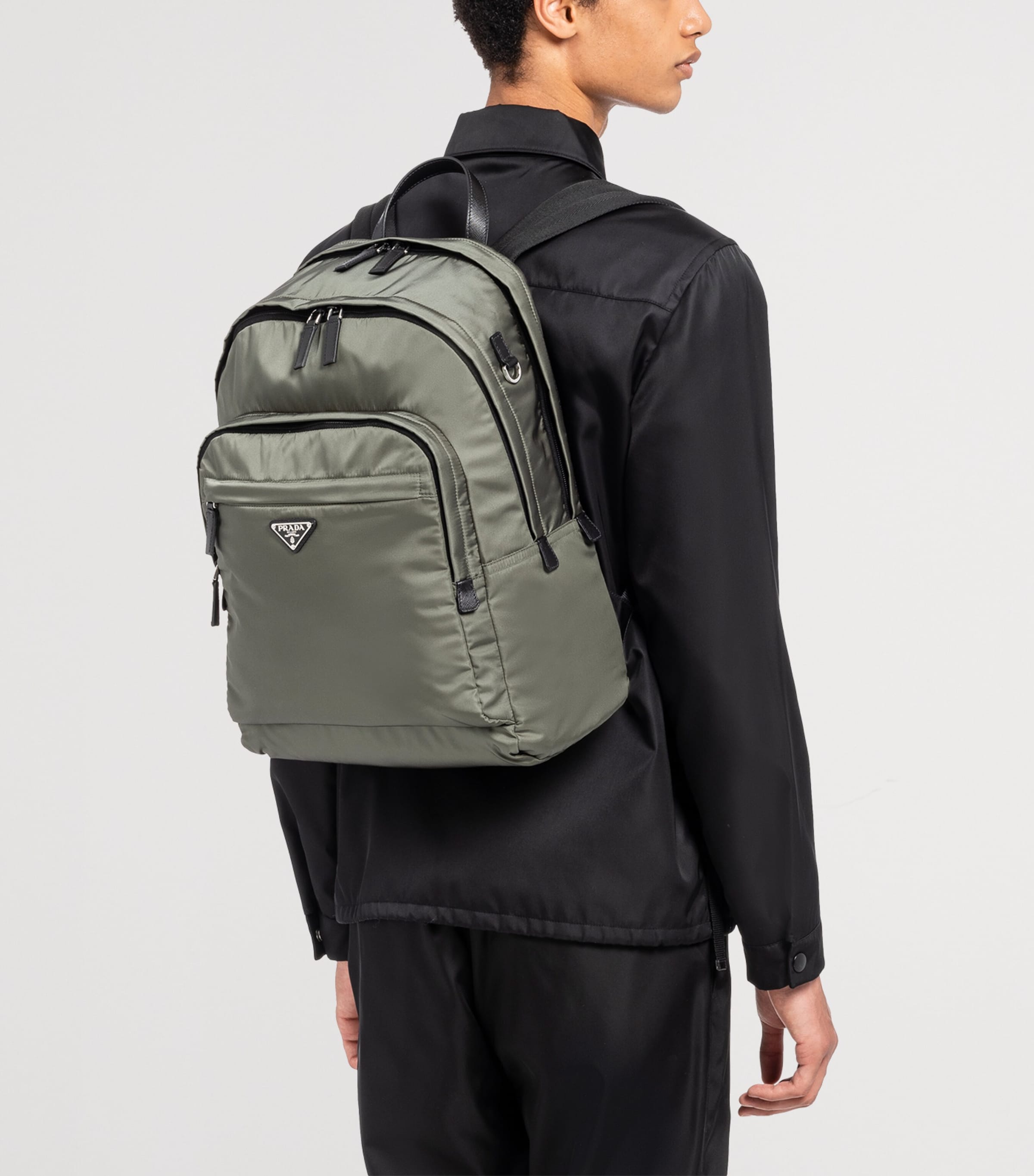 Re-Nylon and Saffiano Leather Backpack F0414 Image 2