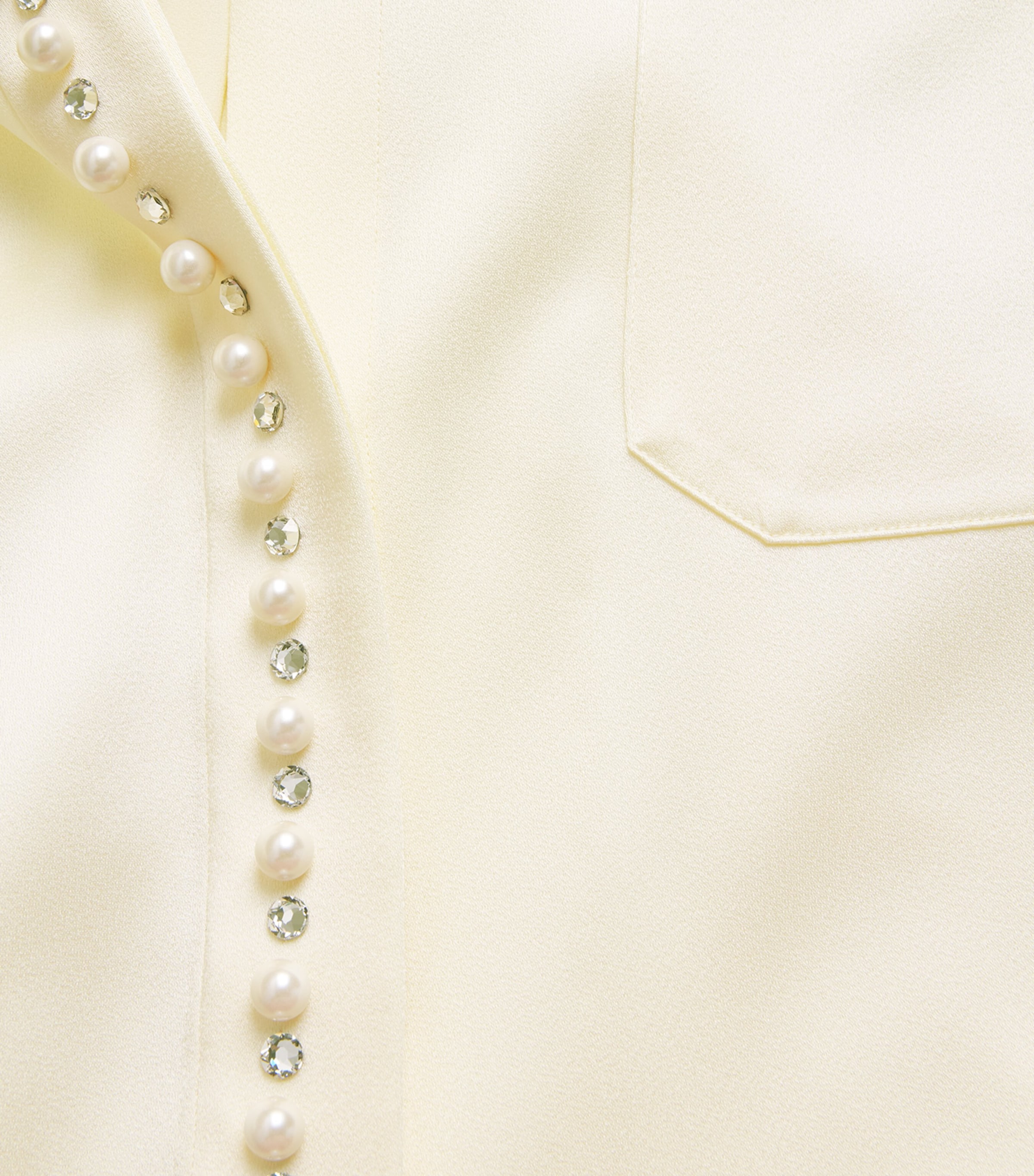 Satin Faux Pearl-Trim Shirt 9210 BUTTERMILK Image 5