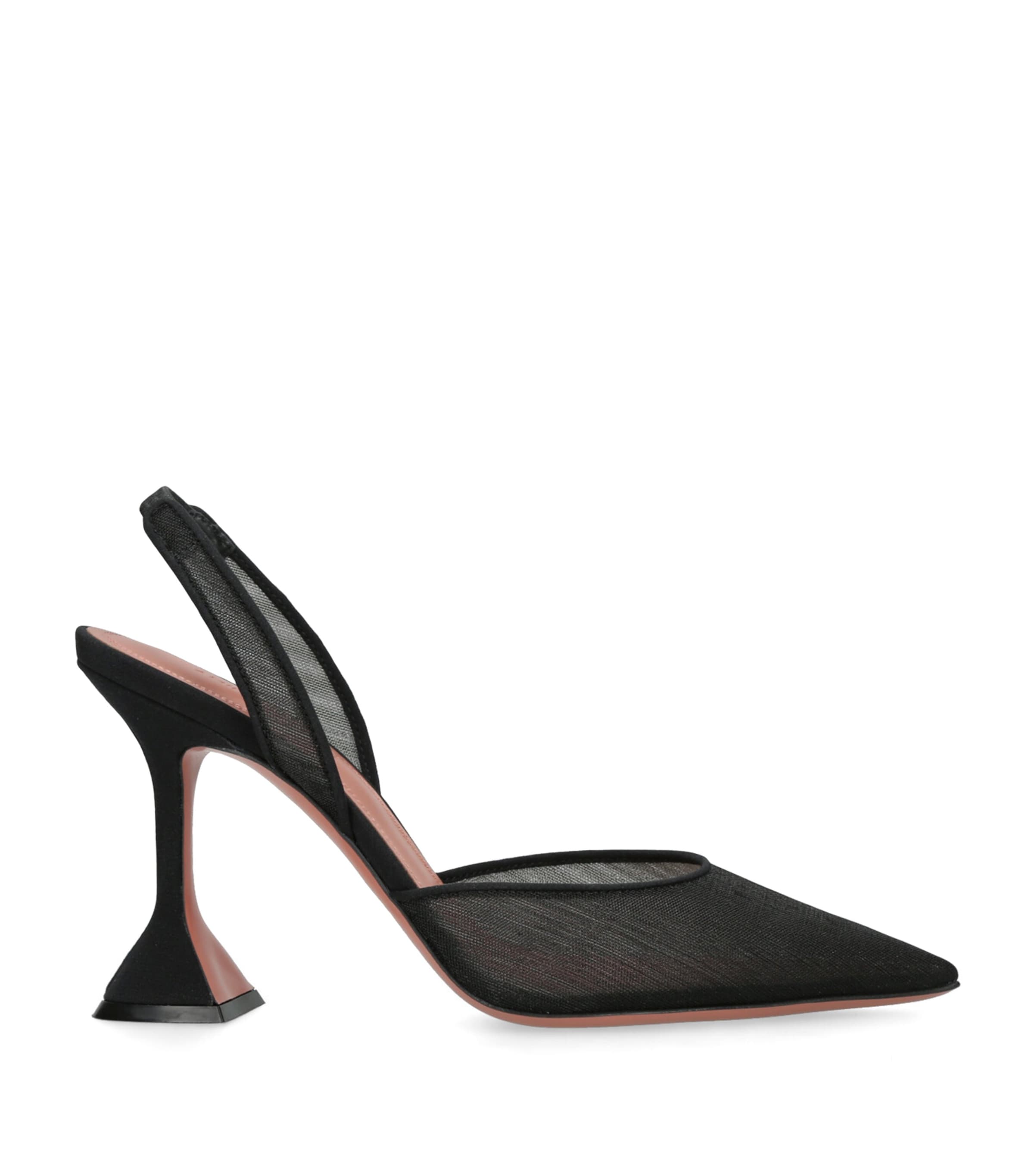 Amina Muaddi Holli Sling Patent Metallic Pumps In Black