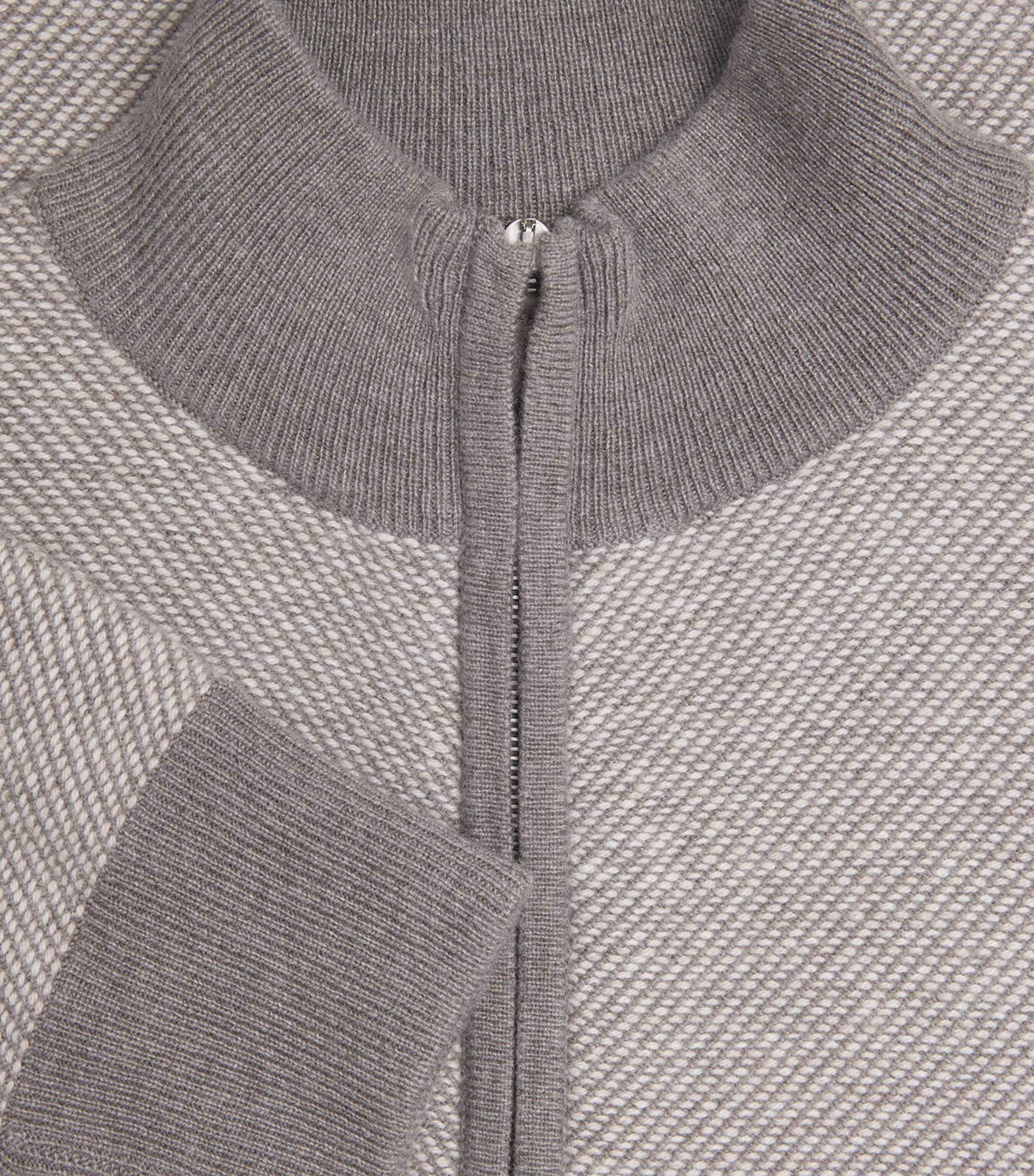 N.Peal Mens Organic Cashmere Birdseye Cardigan Taupe Ecru New Ivory Image 6