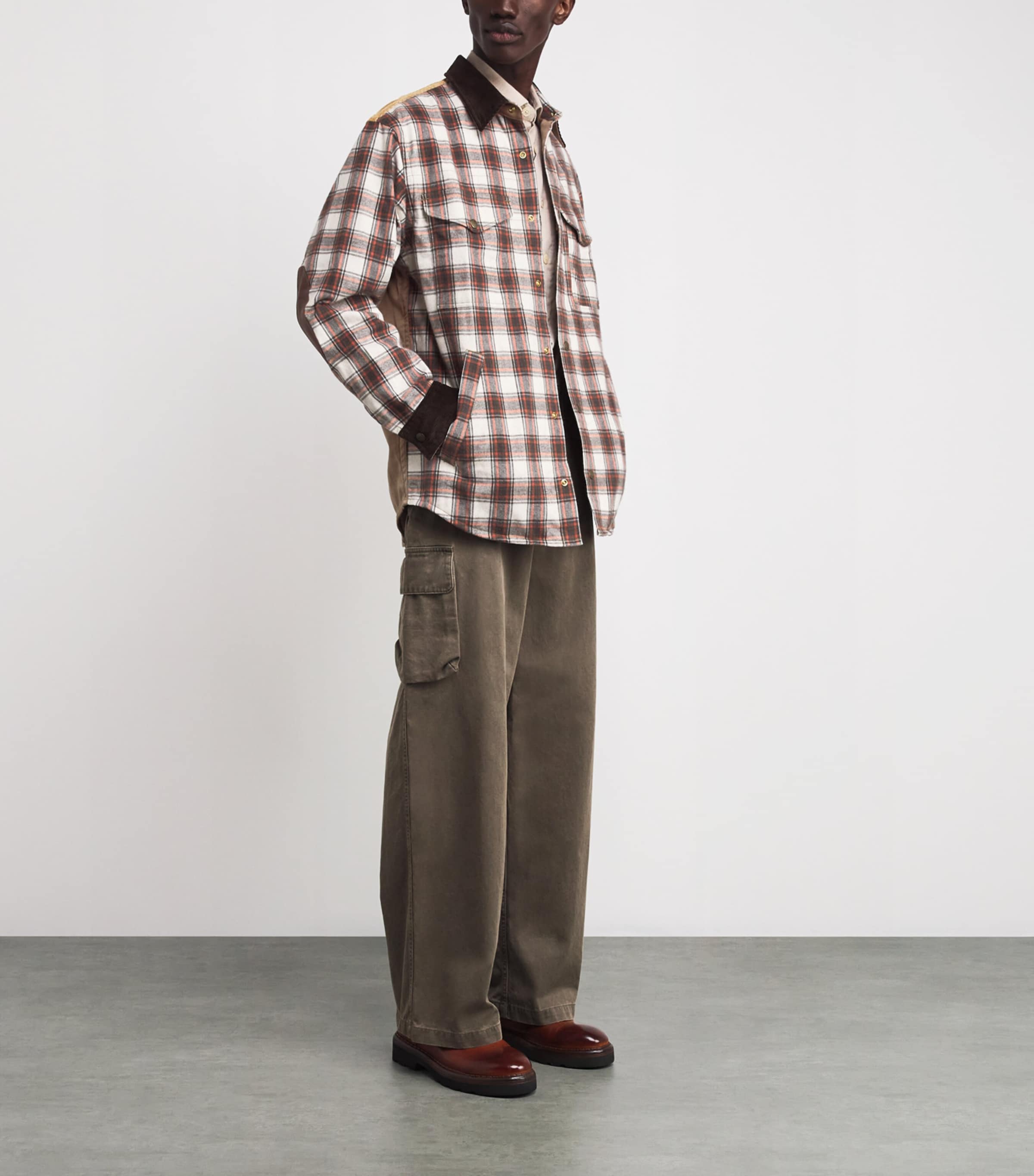 x Filson Oilskin-Leather Check Jacket OFWHT/BRN X BEIGE Image 2