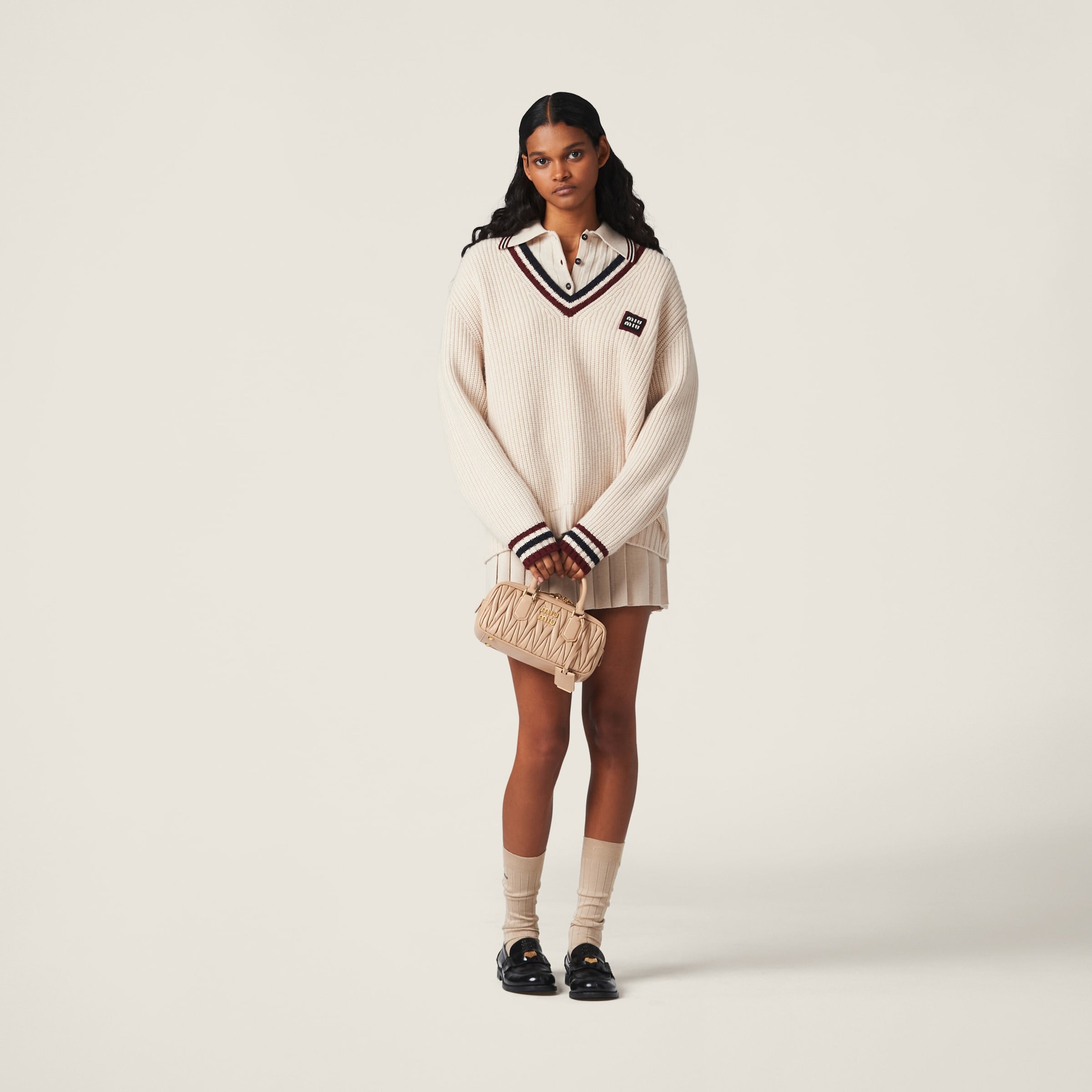 Miu Miu Womens Cashmere Knitted Polo Top Image 2
