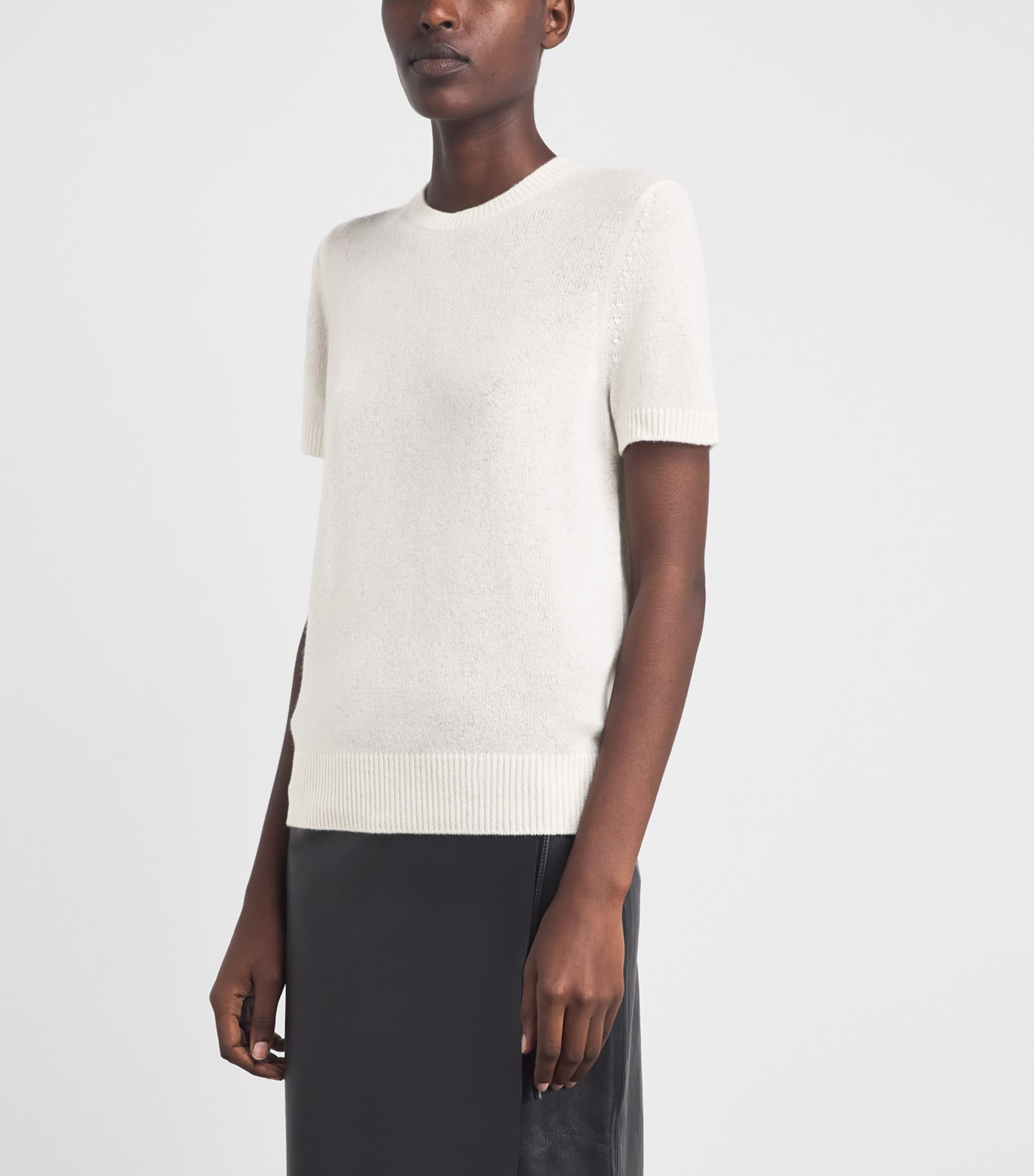 Theory Womens Cashmere T-Shirt Sweater Ivory Image 4