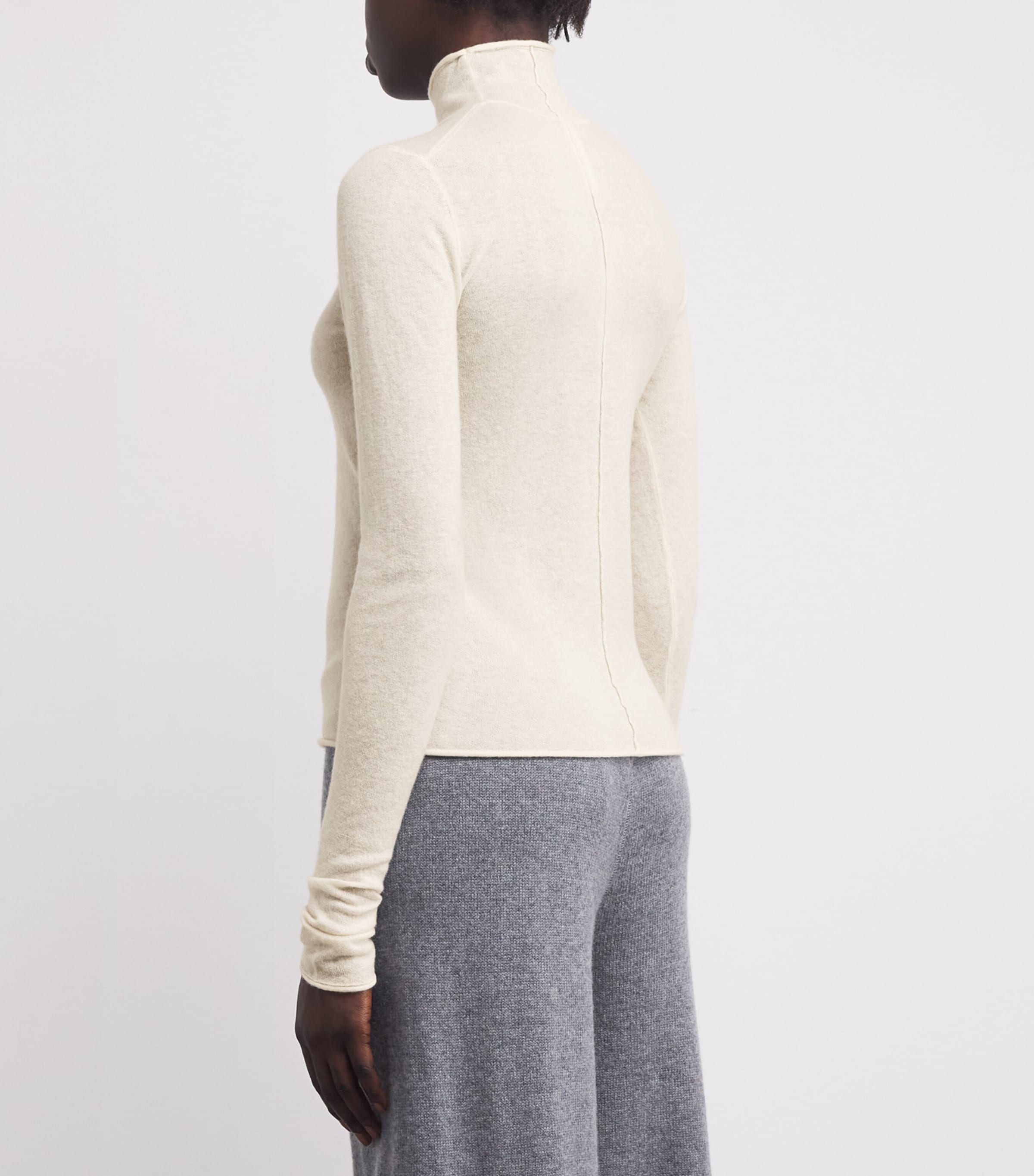 Cashmere Sheer Rollneck Top EGRET Image 4