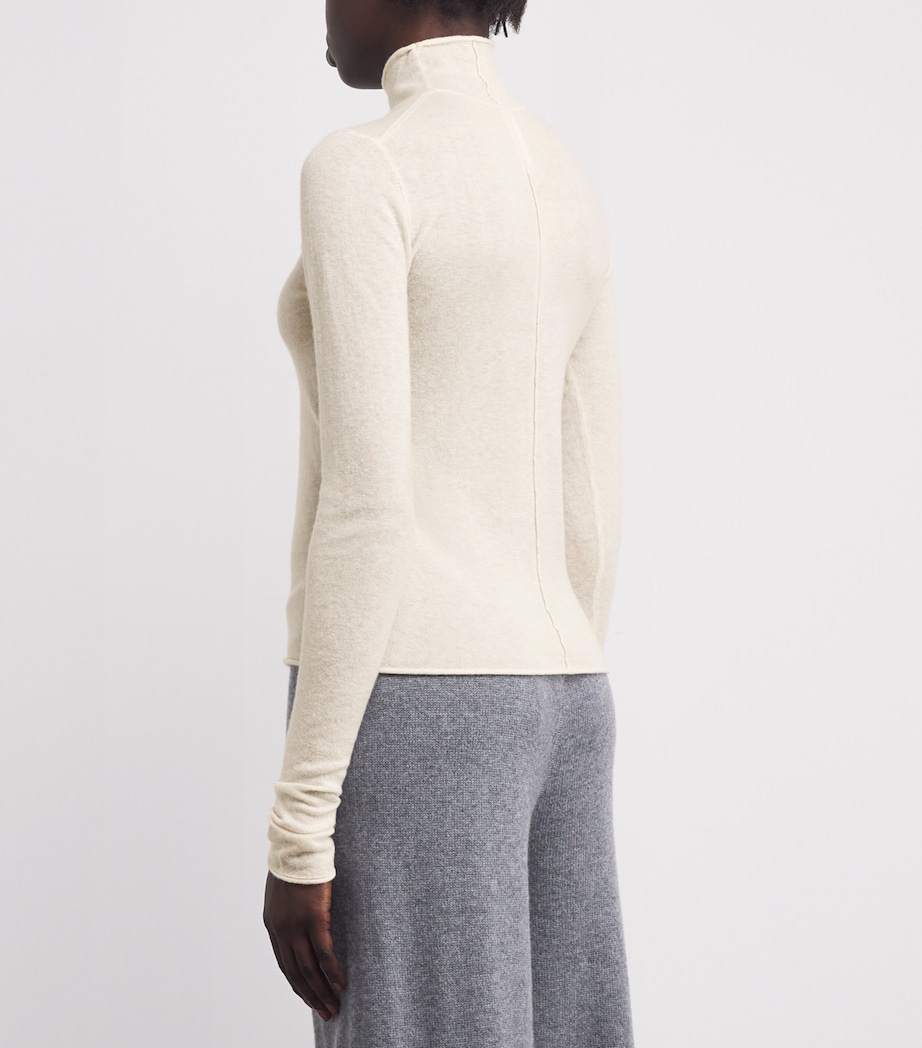 Cashmere Sheer Rollneck Top EGRET Image 4