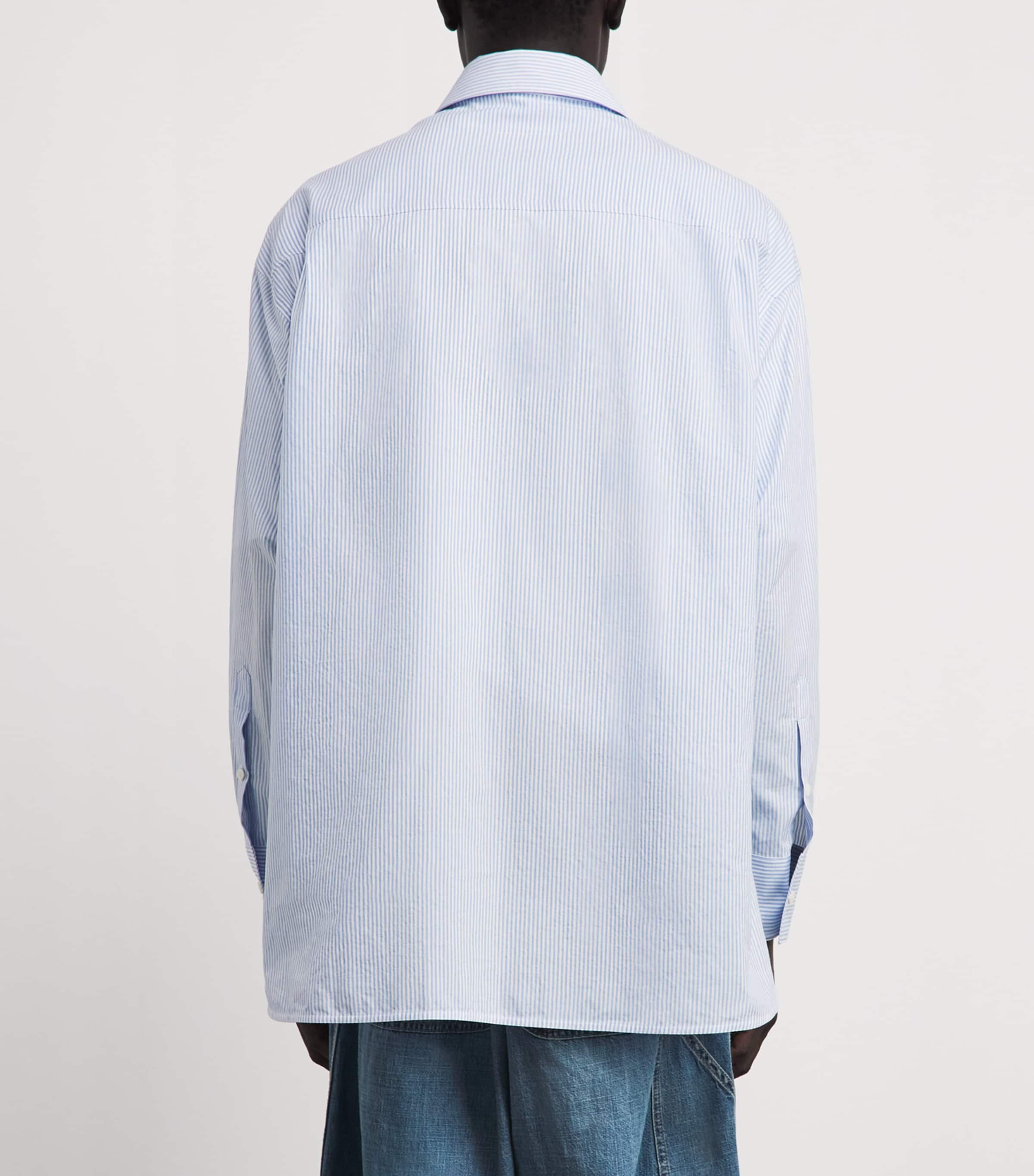 MM6 Maison Margiela Mens Cotton Poplin Stripe Shirt White/light Blue Image 5