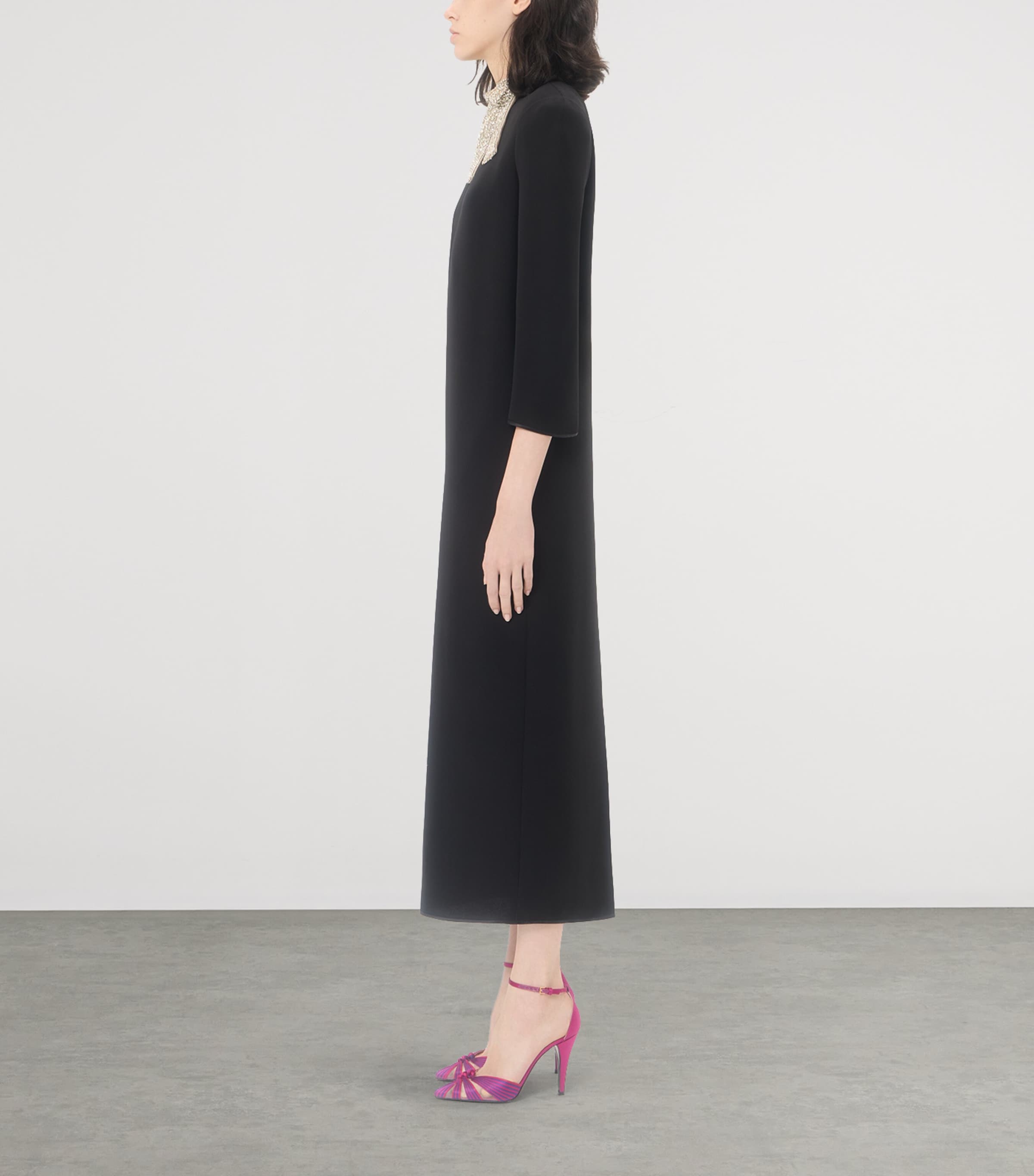 Valentino Womens Silk Embellished-Collar Midi Dress Nud Image 4