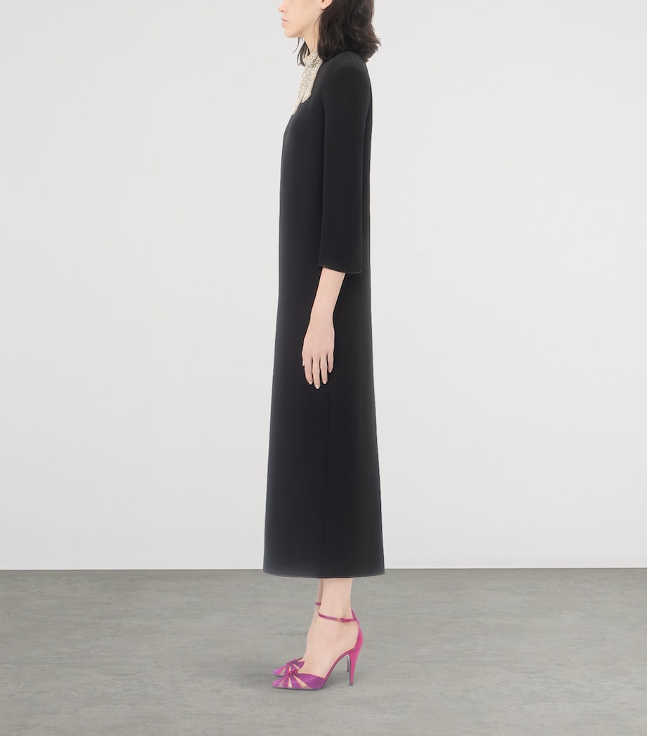 Valentino Womens Silk Embellished-Collar Midi Dress Nud Image 4