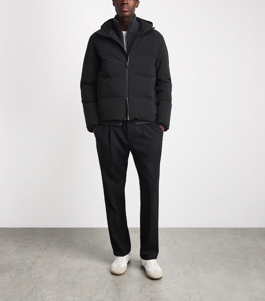 Herno Mens Waterproof Hooded Down Jacket Nero Image 2