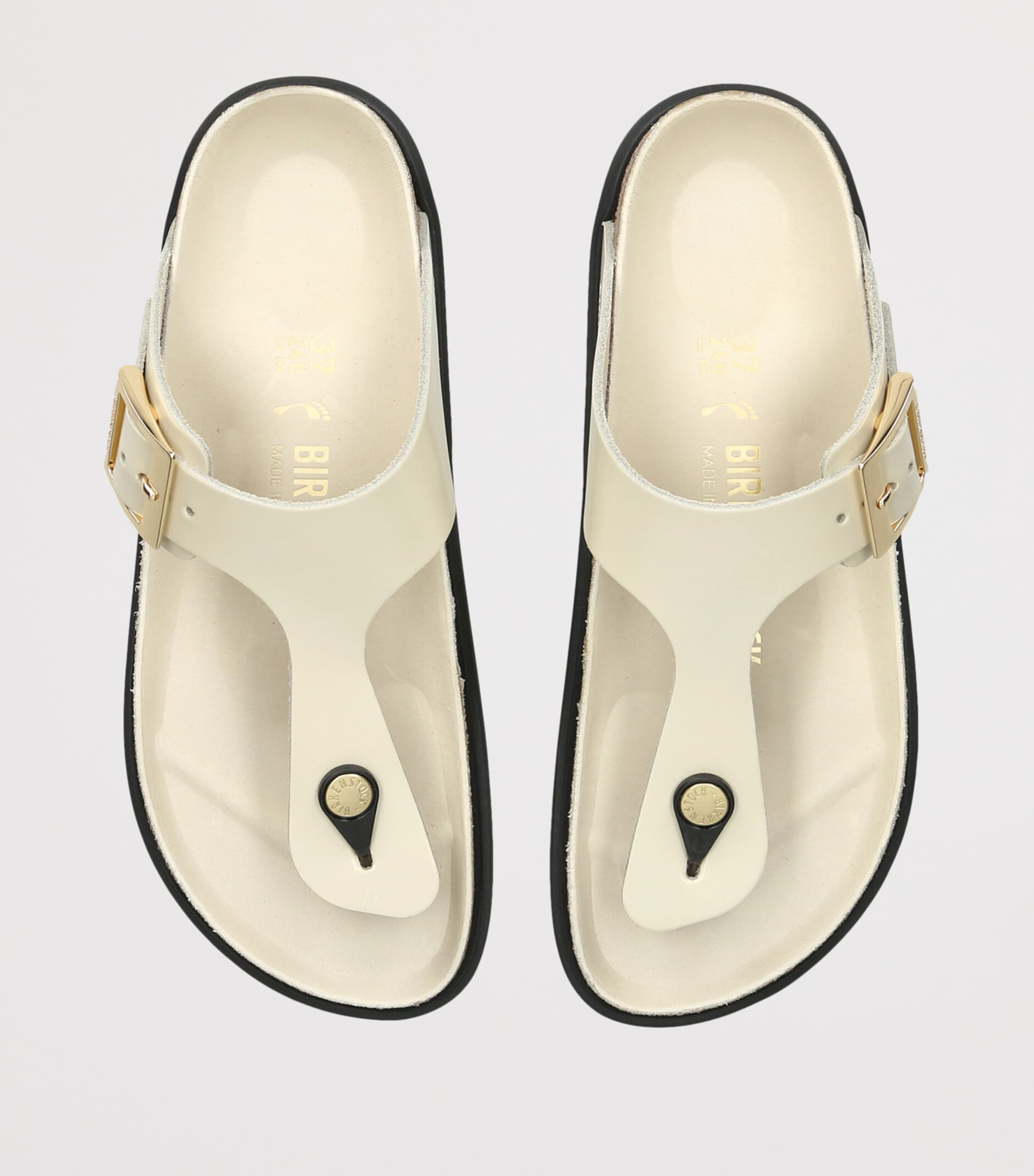 Birkenstock Patent Leather Gizeh Sandals Cream Image 4