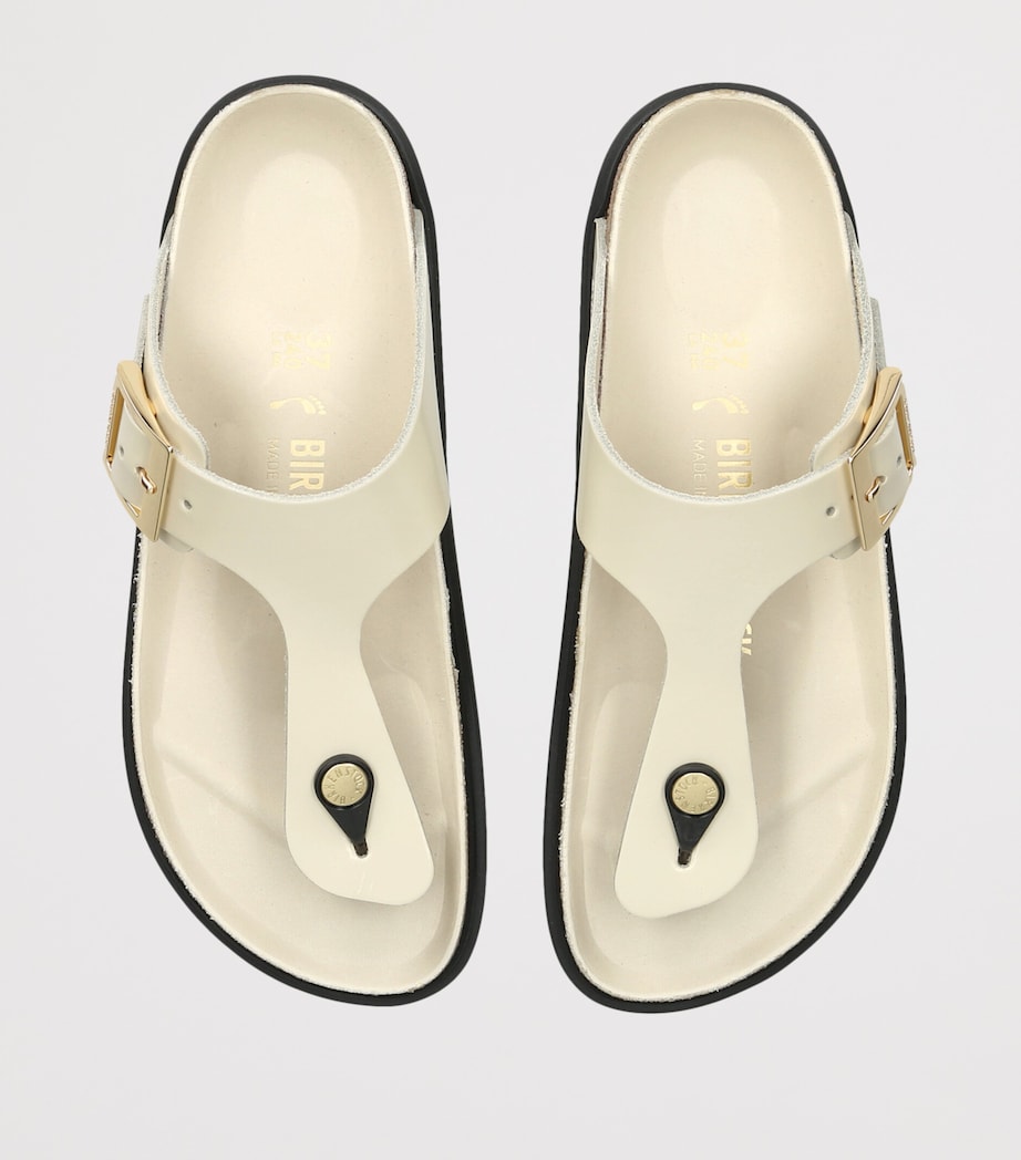 Birkenstock Patent Leather Gizeh Sandals Cream Image 4