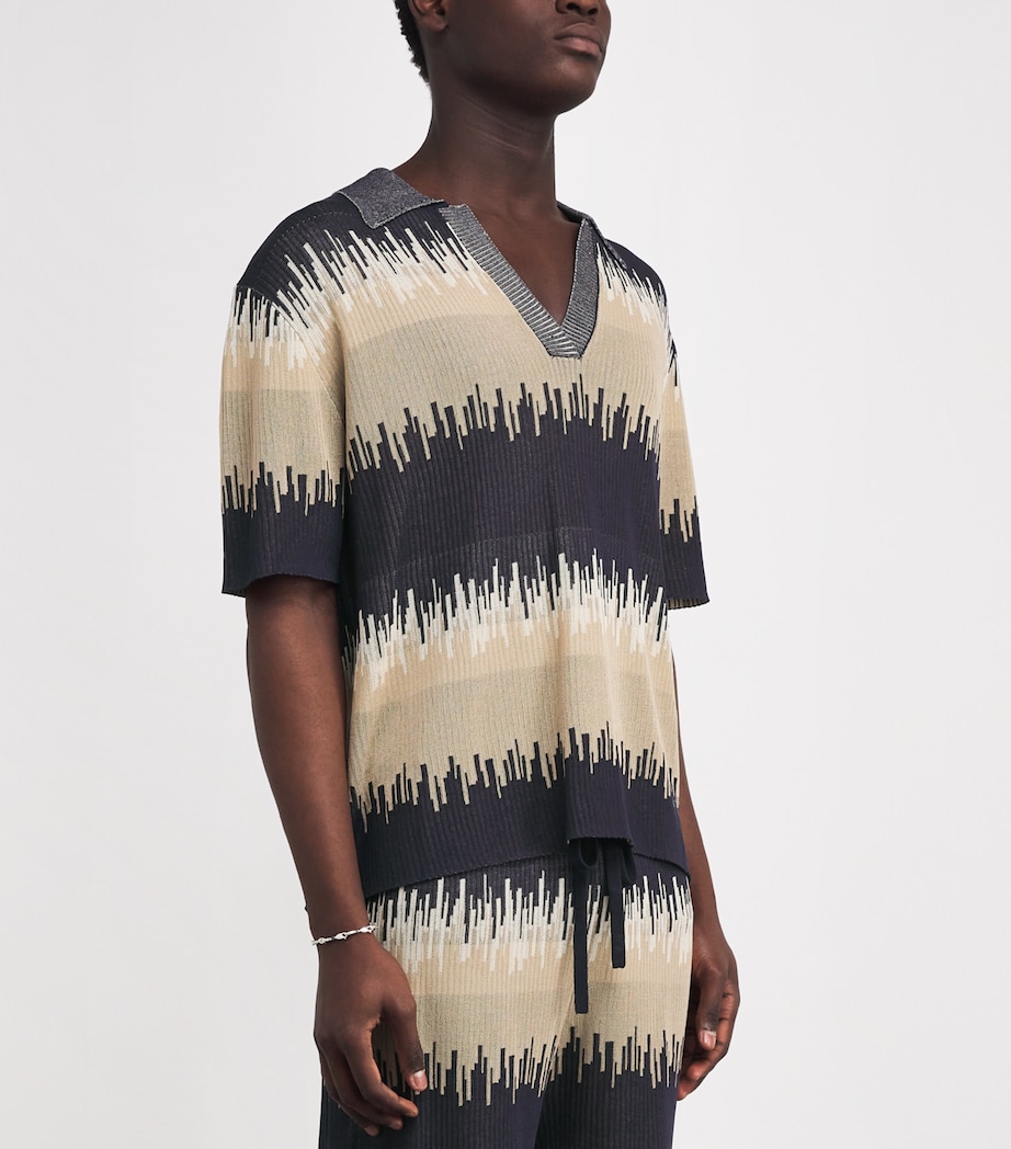 COMMAS Mens Jacquard Wave Polo Shirt Image 3