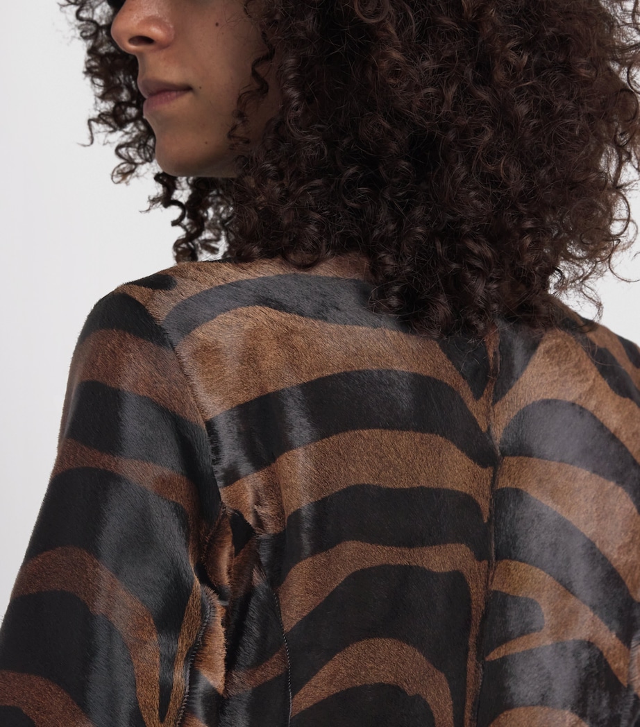 Simkhai Womens Leather Pony Hair Zebra Rilo Coat Zebra Image 3