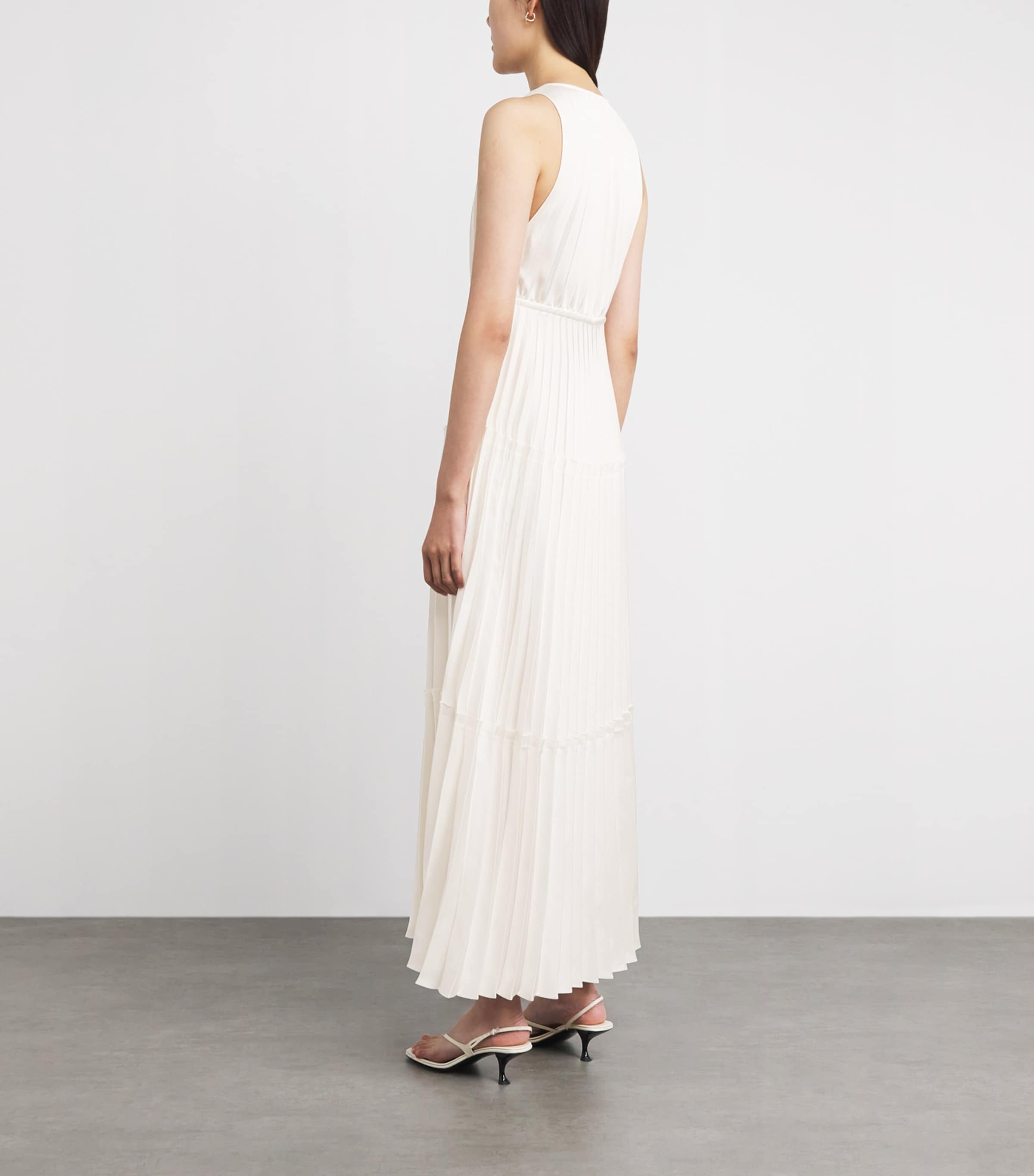 Sandro Paris Womens Pleated Maxi Dress Ecru Image 4
