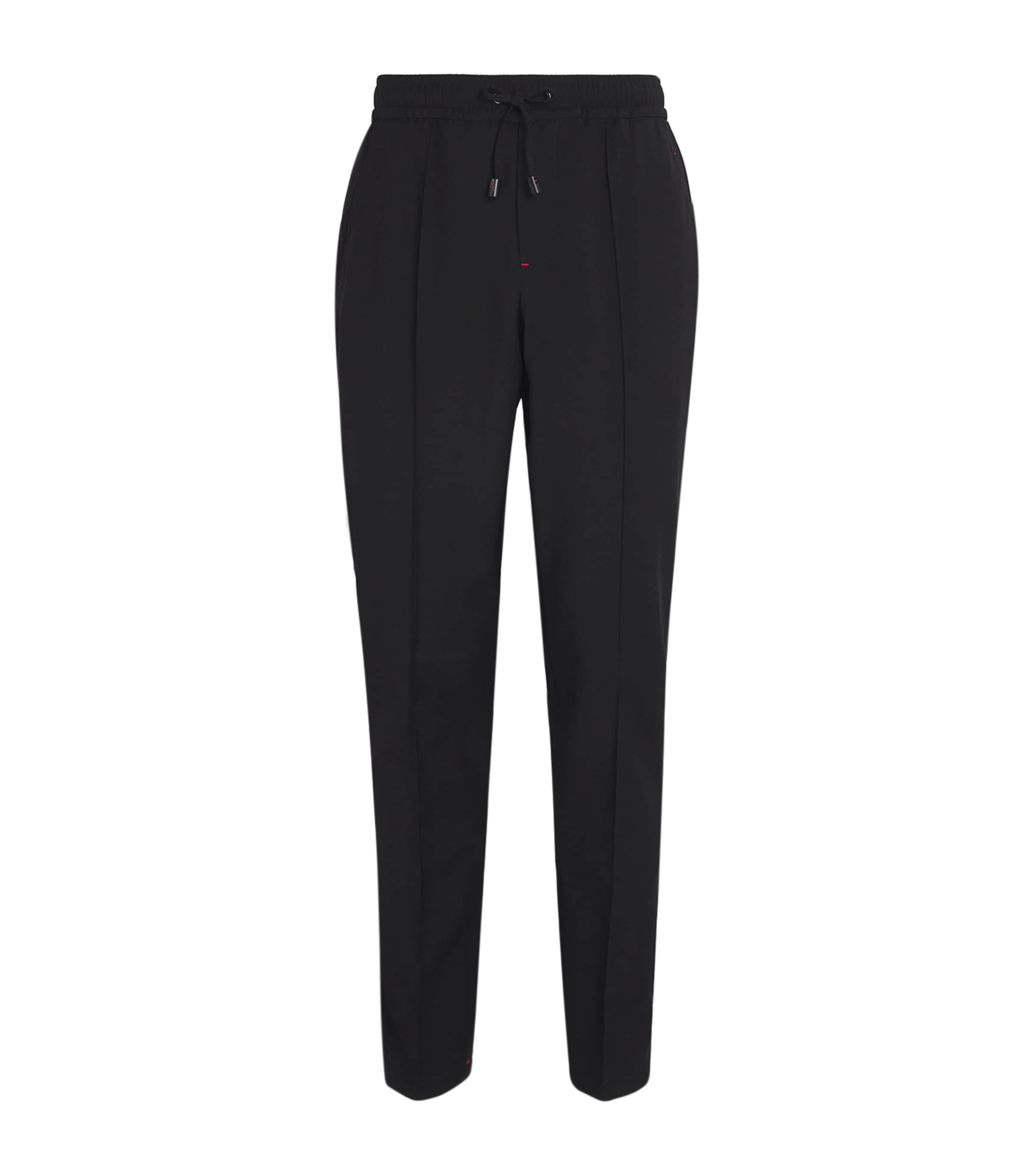 Isaia Wool-mohair Drawstring Trousers In Black