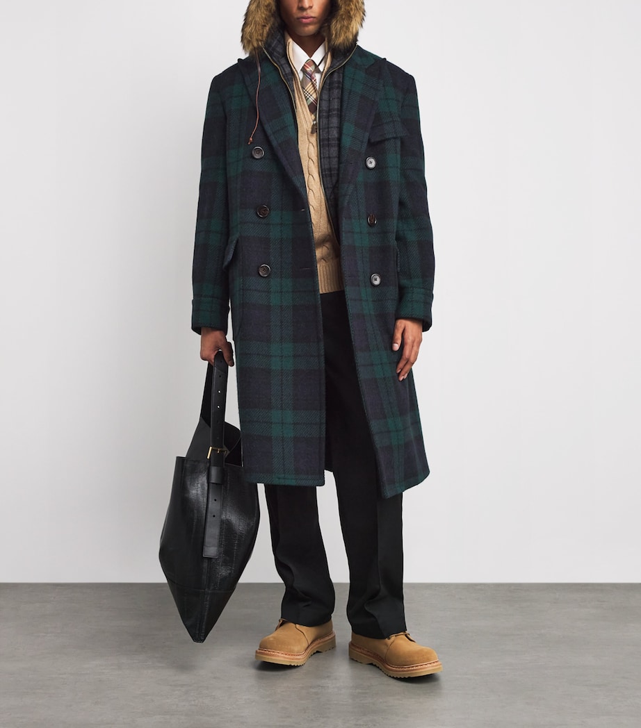 Wool Tweed Double-Breasted Overcoat BLACK Image 2