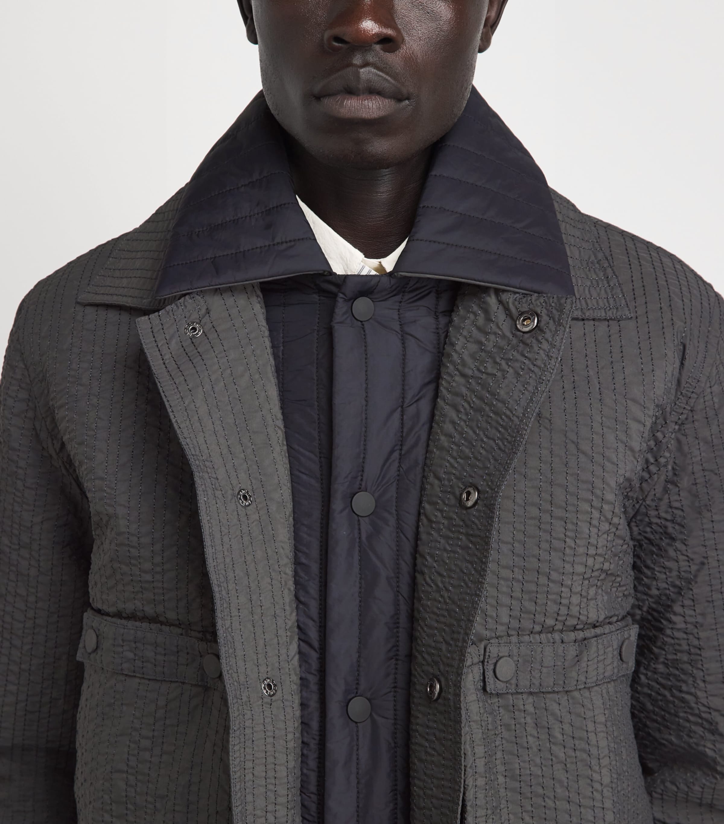 Craig Green Mens Double Quilted Workwear Jacket Grey/ Black Image 3