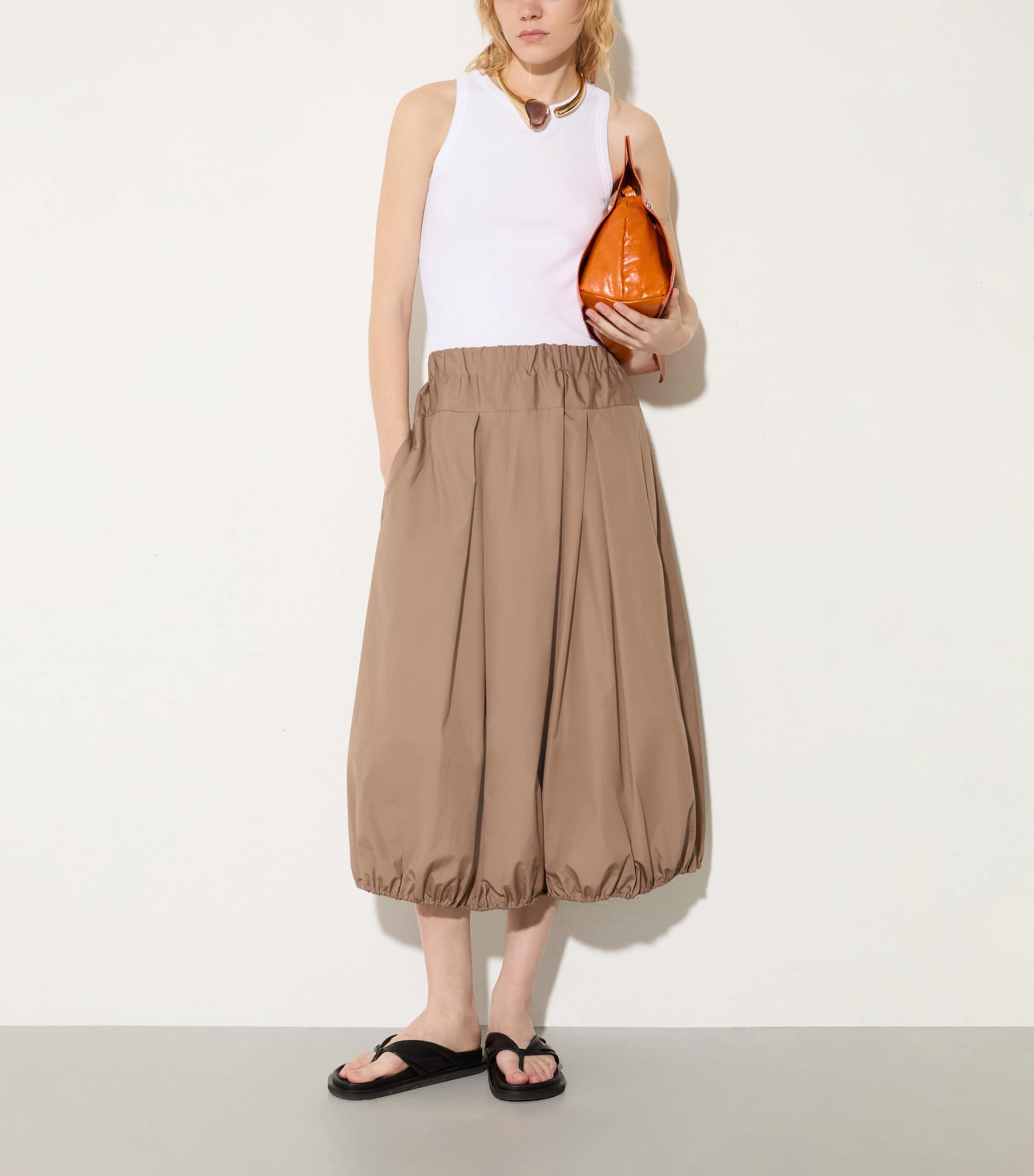 MAX&Co. Womens Cotton Midi Skirt Turtledove Image 5