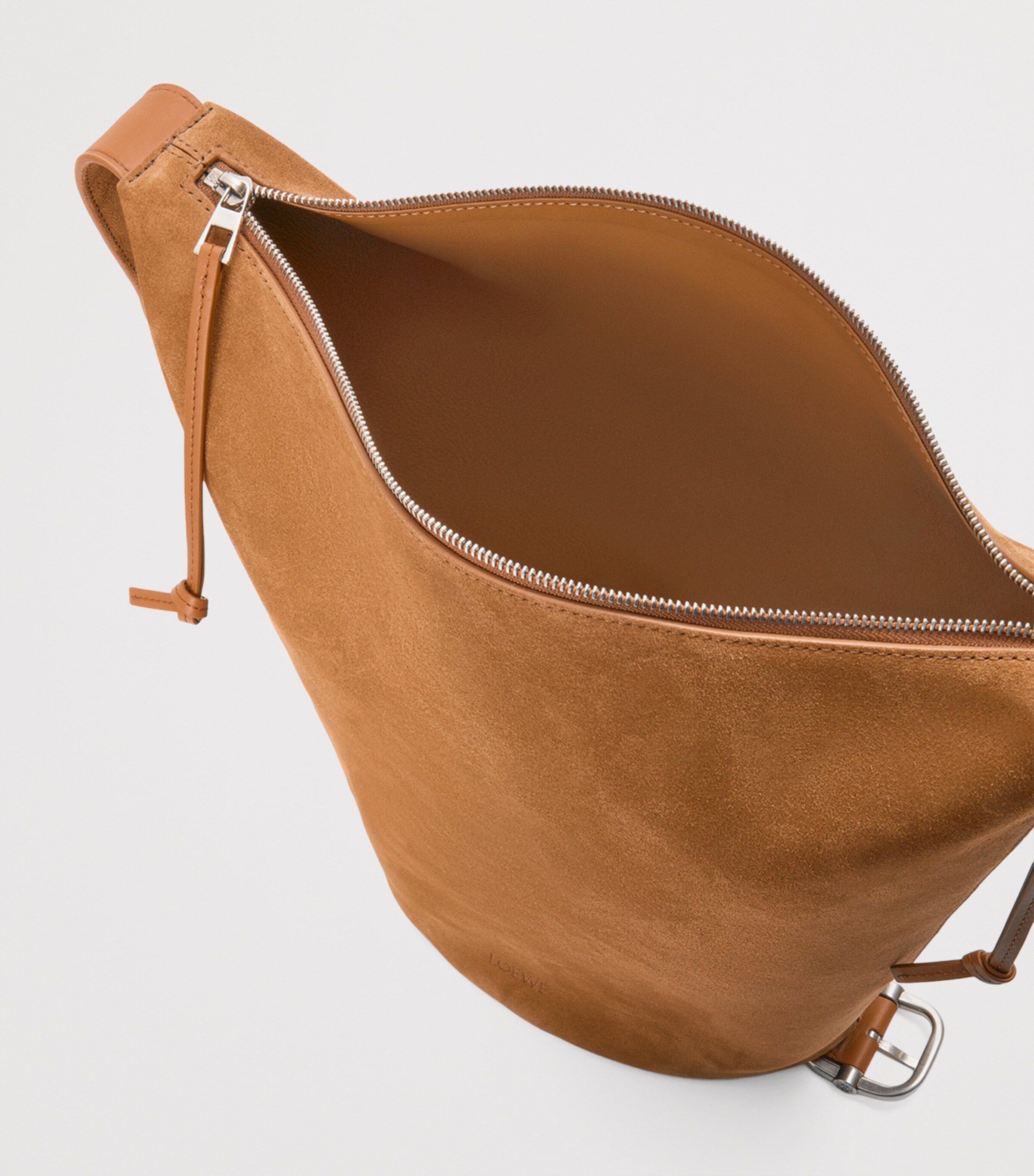 Medium Suede Loop Bucket Bag TOBACCO Image 4
