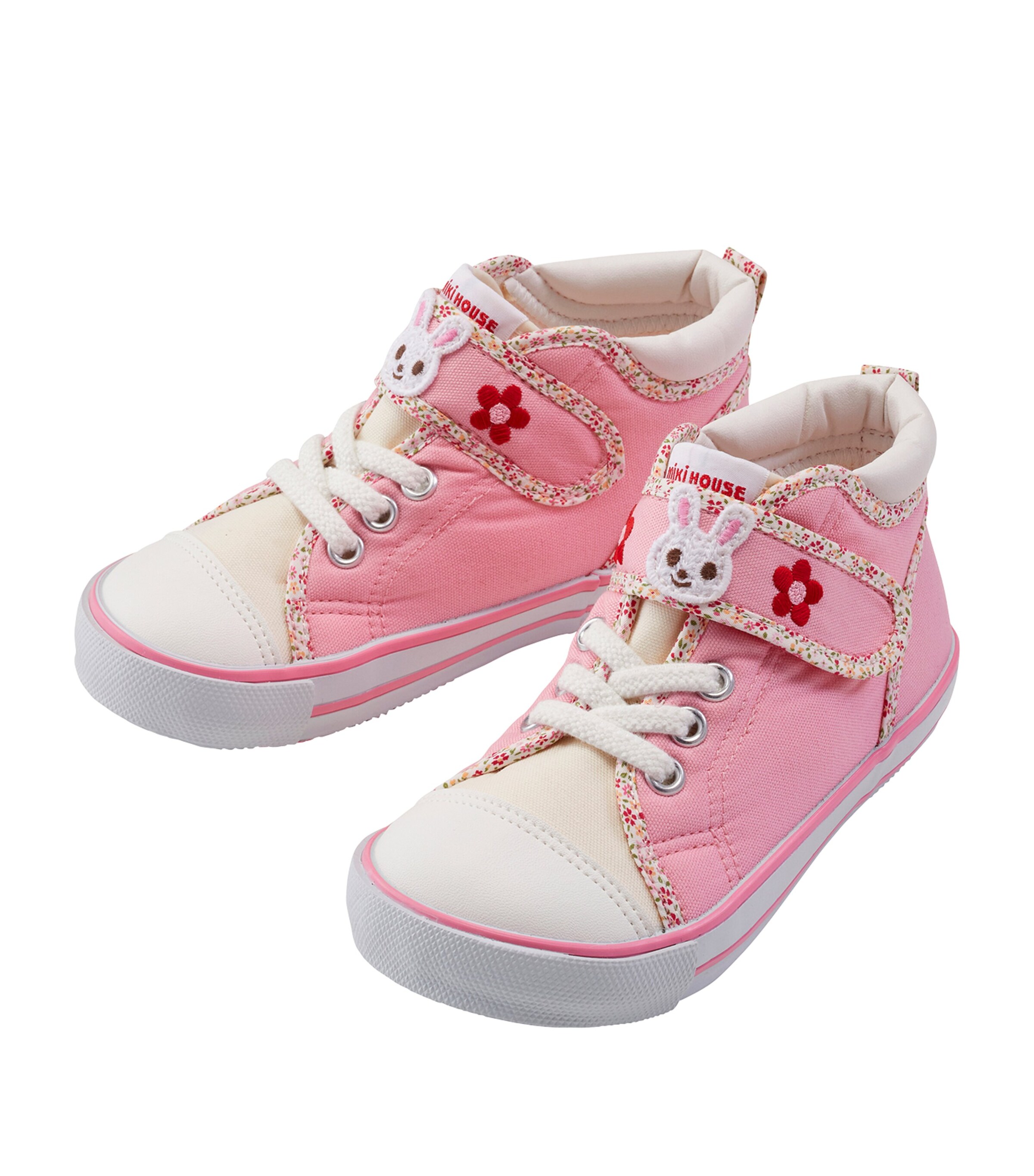 Miki House Kids' Embroidered Bunny Sneakers In Pink