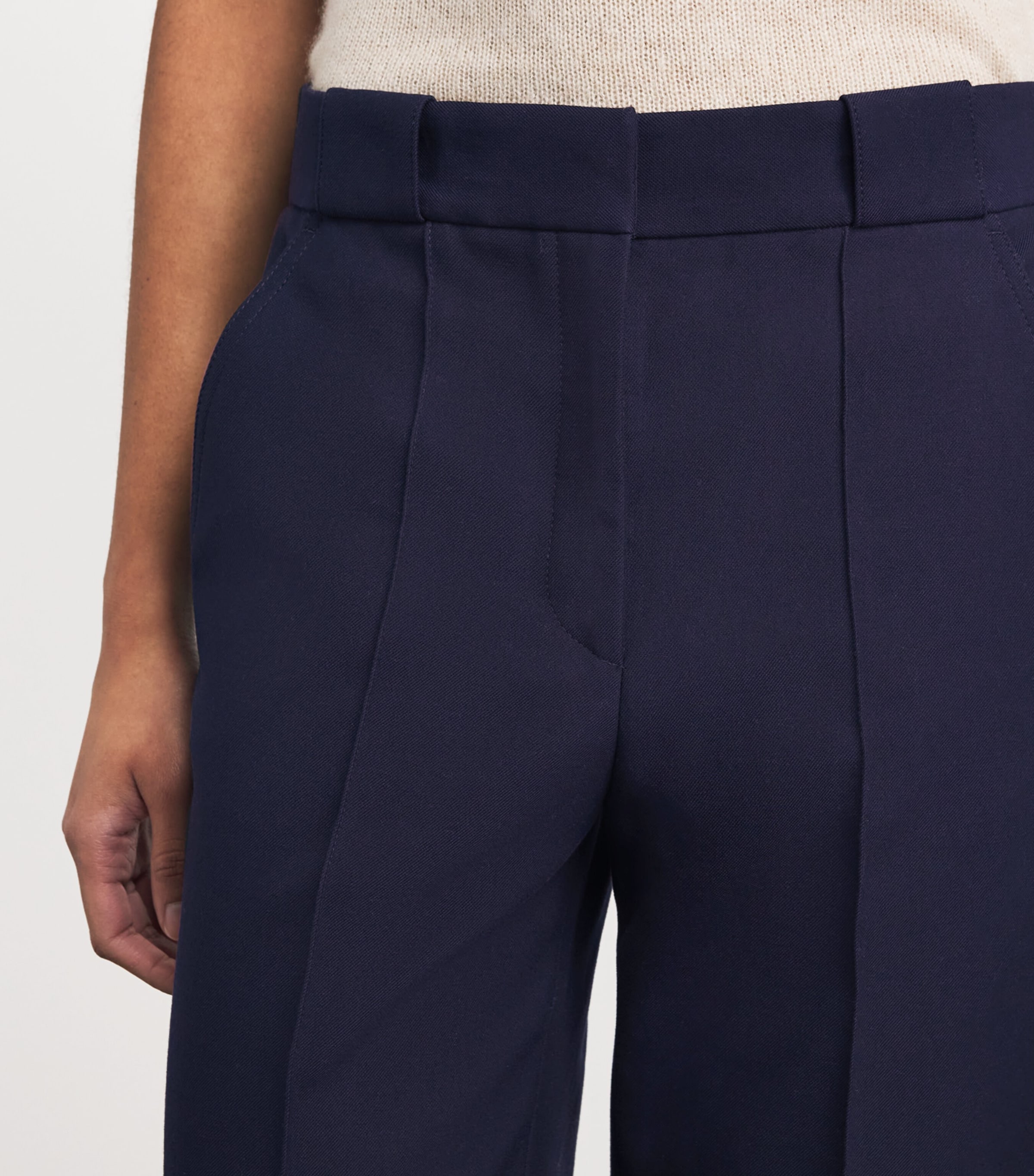 ME+EM Womens Cotton Leg Elongator Trousers Navy Image 3