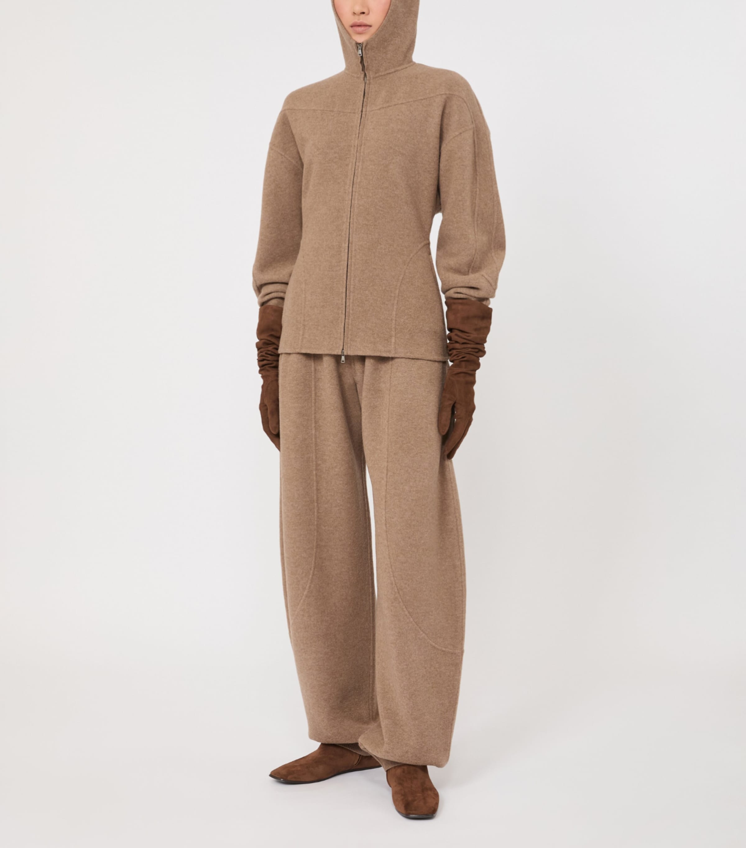 Max Mara Womens Virgin Wool-Cashmere Blend Sweatpants Beige Image 4