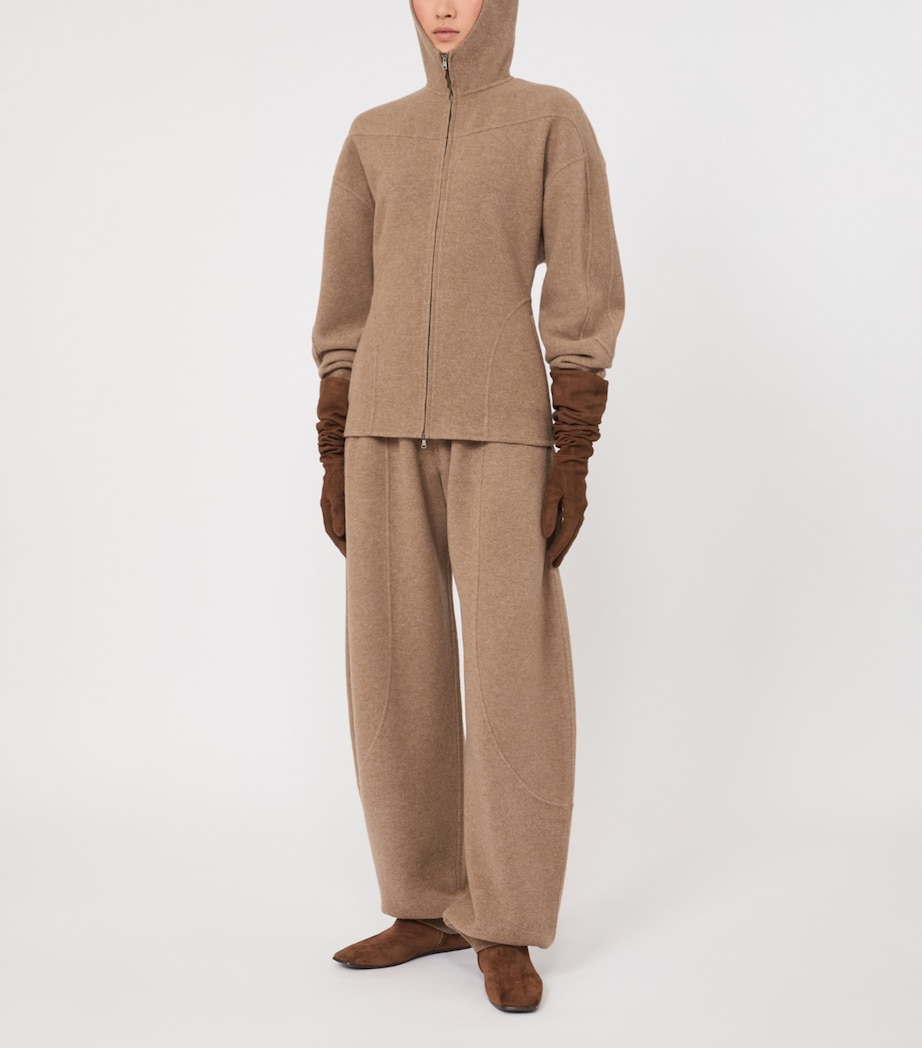 Max Mara Womens Virgin Wool-Cashmere Blend Sweatpants Beige Image 4