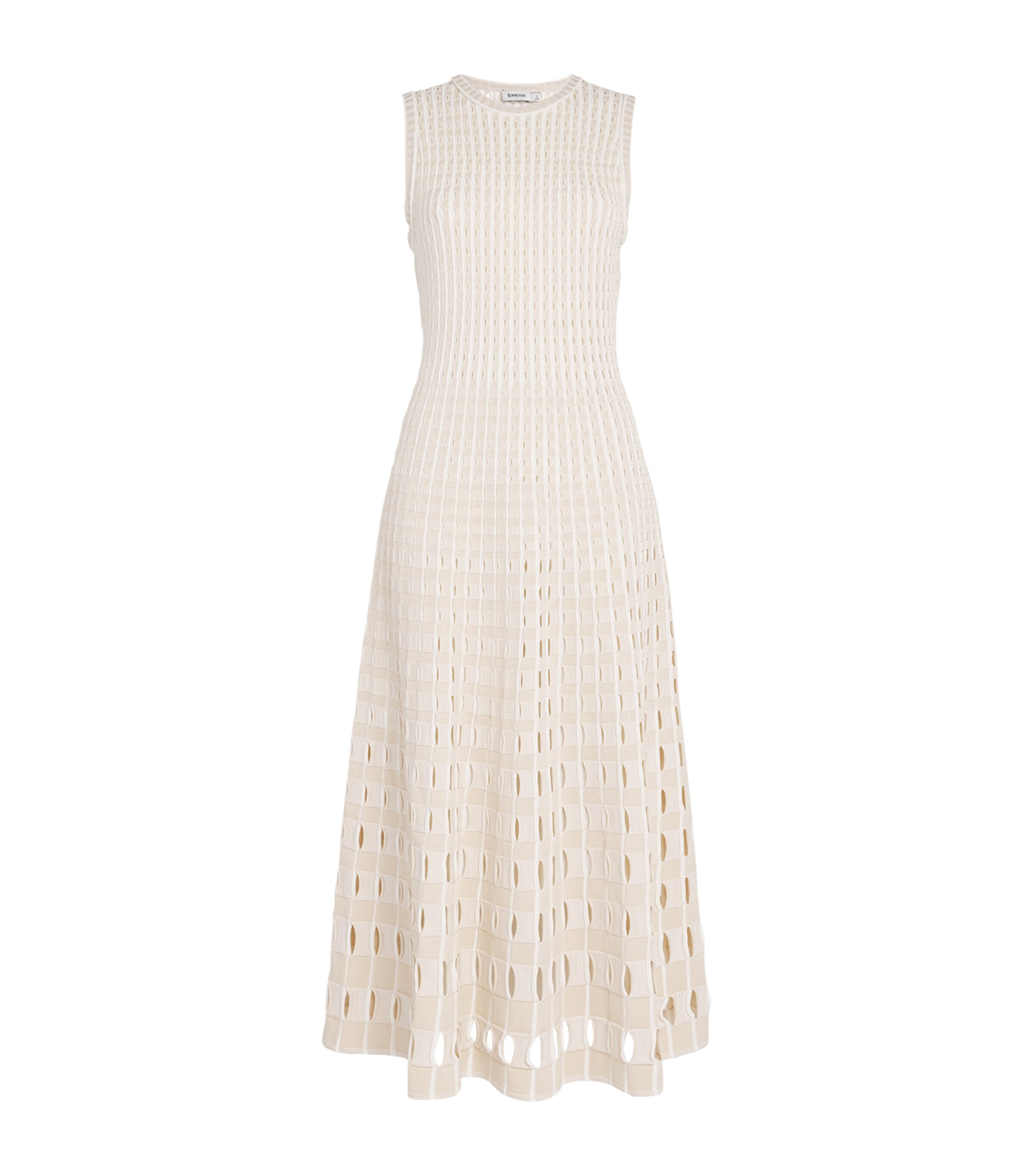 Shop Simkhai Knitted-gingham Zelma Maxi Dress In Ivory