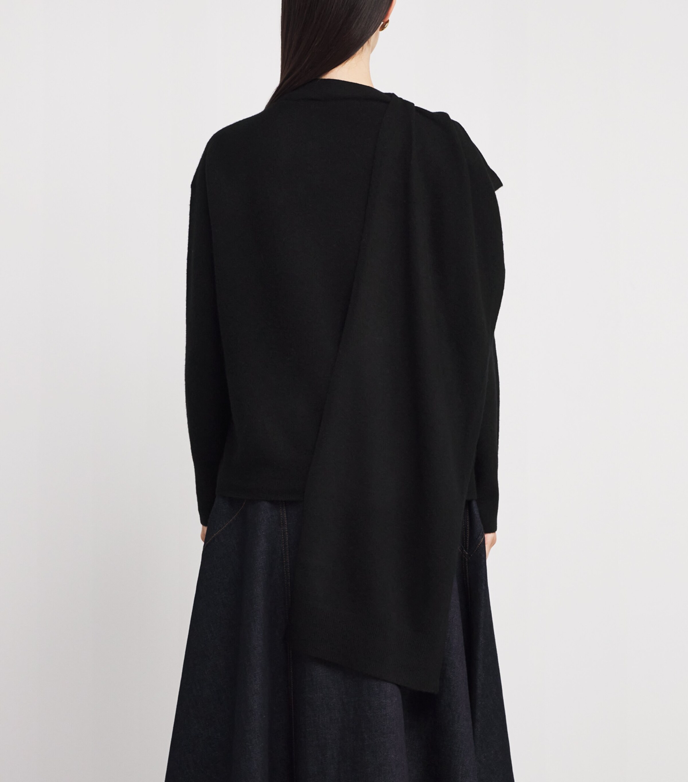 Vince Womens Wool-Cashmere Draped Sweater Black Image 4