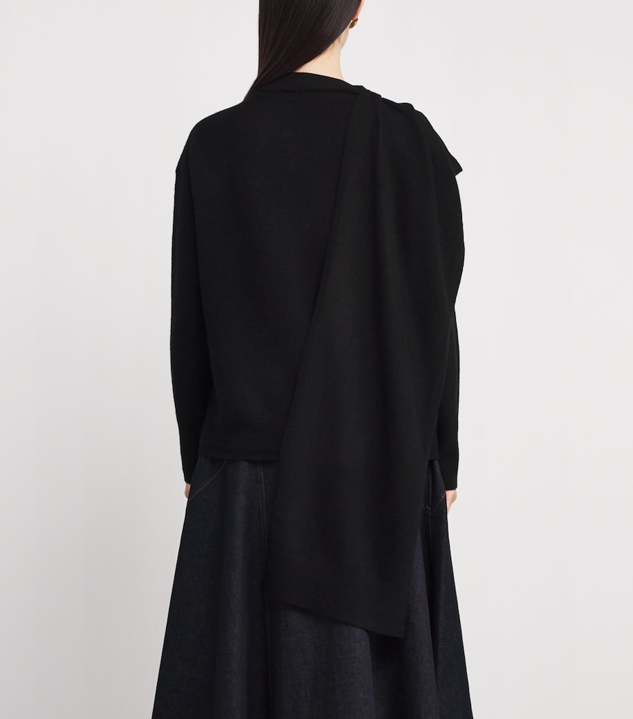 Wool-Cashmere Draped Sweater BLACK-001BLK Image 4