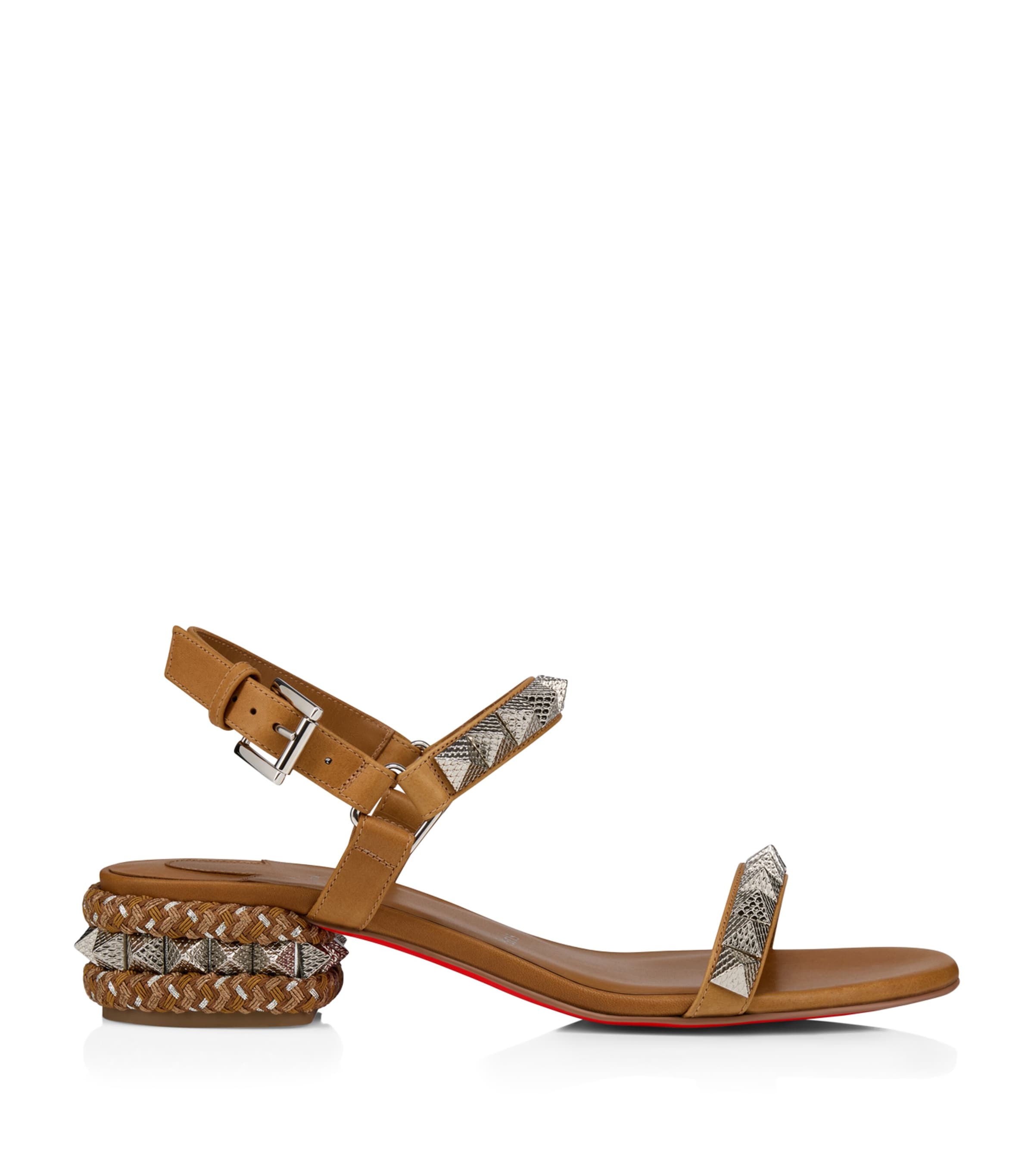 Christian Louboutin Pyraclou Embellished Heeled Sandals 30 In Brown