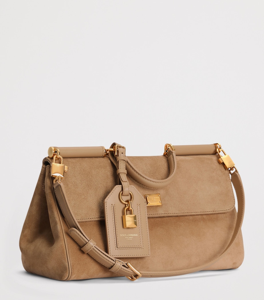 Dolce&Gabbana Suede My Sicily Top-Handle Bag Tortora/ecru Image 2