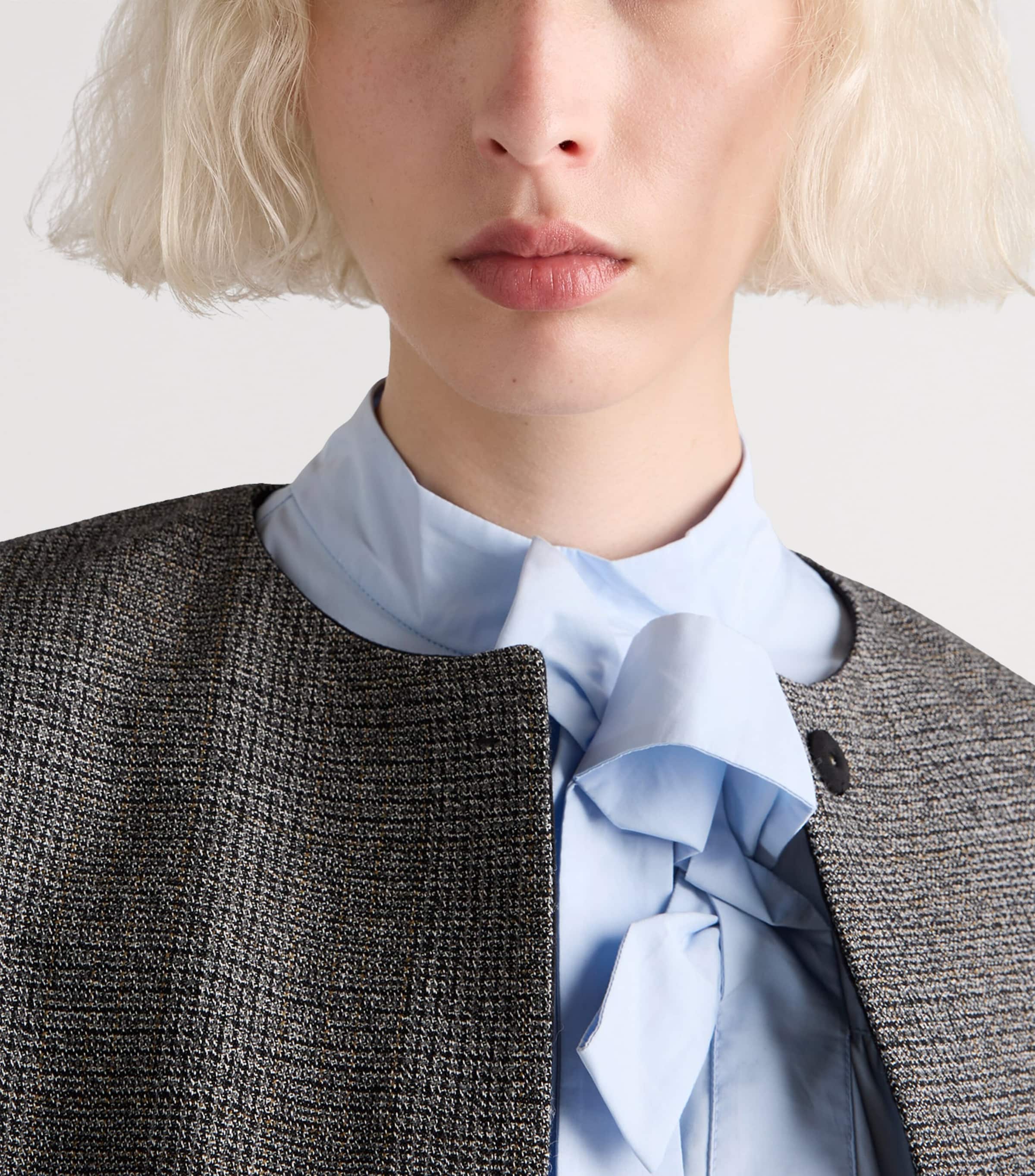 Prada Womens Cotton Poplin Pussybow Shirt Image 4