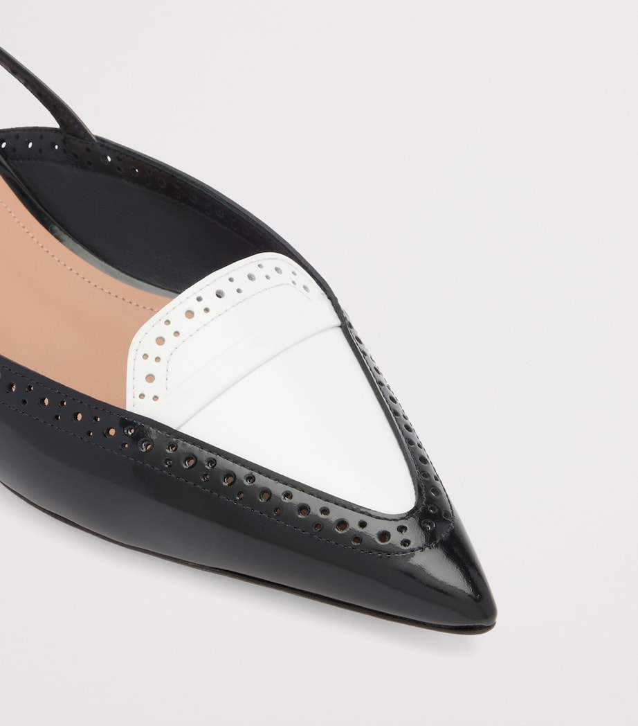 Brushed Leather Laurie Slingback Flats BLACK Image 5