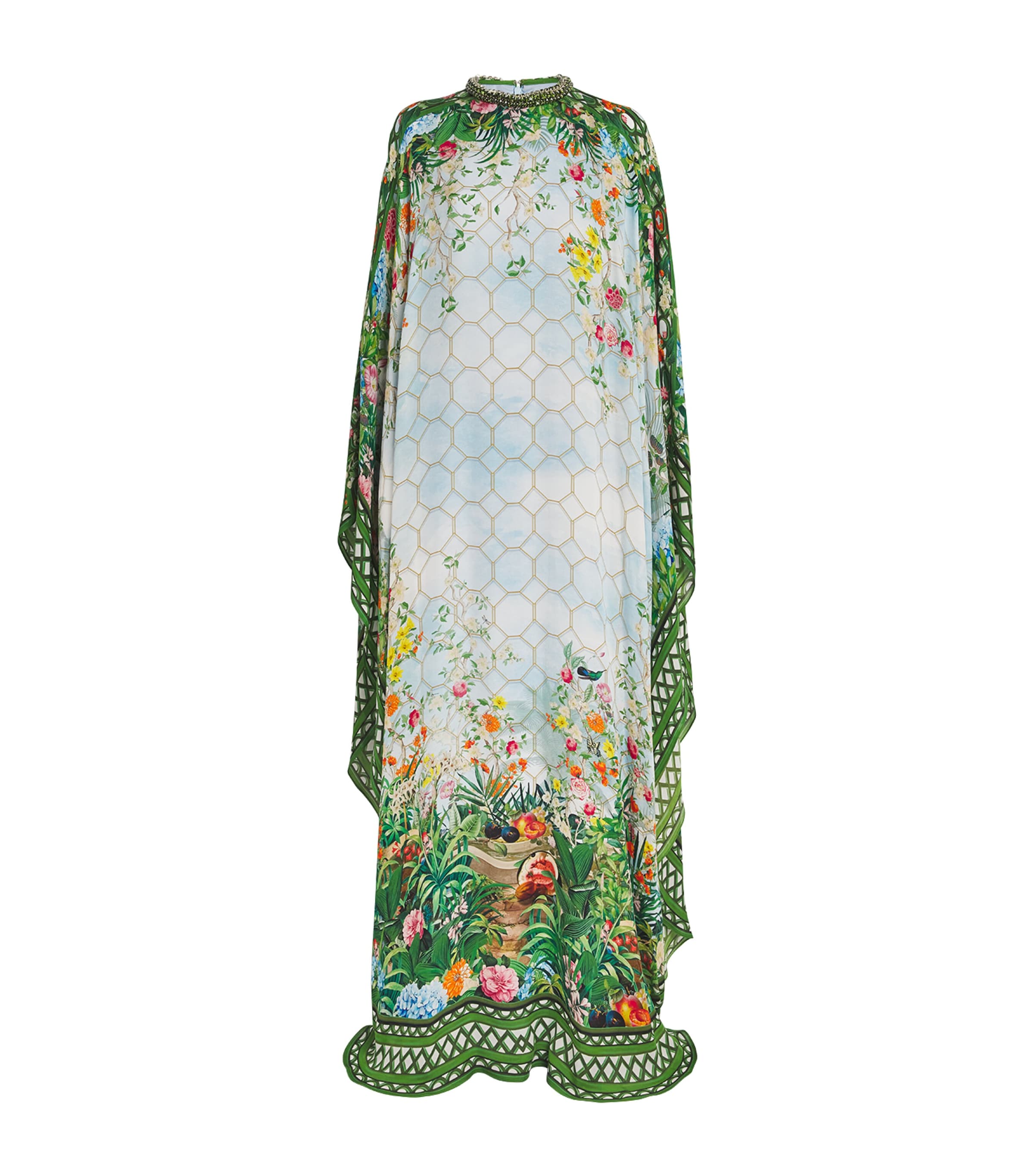 Mary Katrantzou Silk Taylor Kaftan Dress In Green