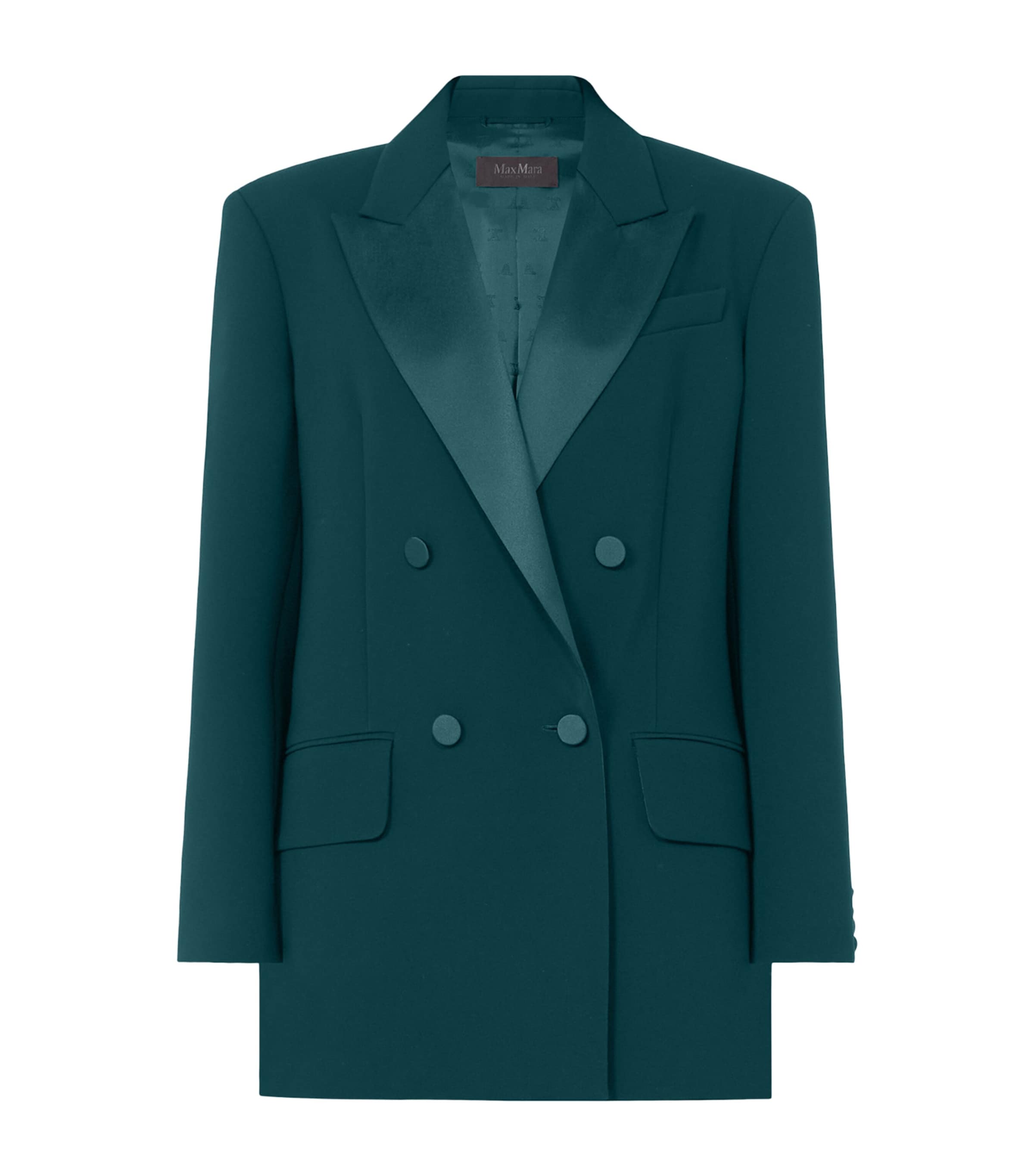 Max Mara Womens Satin-Lapel Blazer Dark Green Image 1