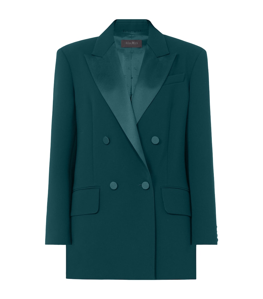 Max Mara Womens Satin-Lapel Blazer Dark Green Image 1