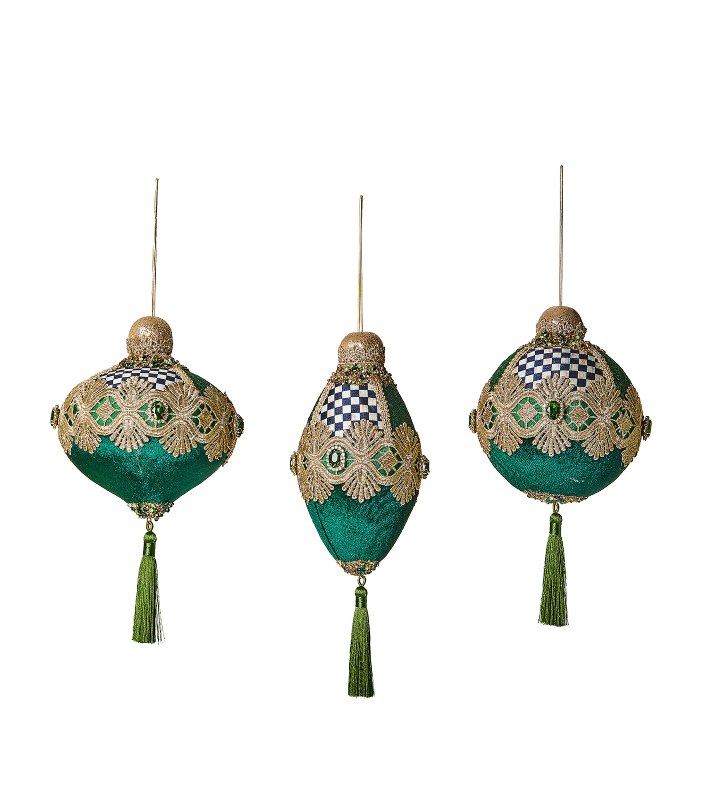 Shop Mackenzie-childs Embellished Emerald Luxe Baubles In Green