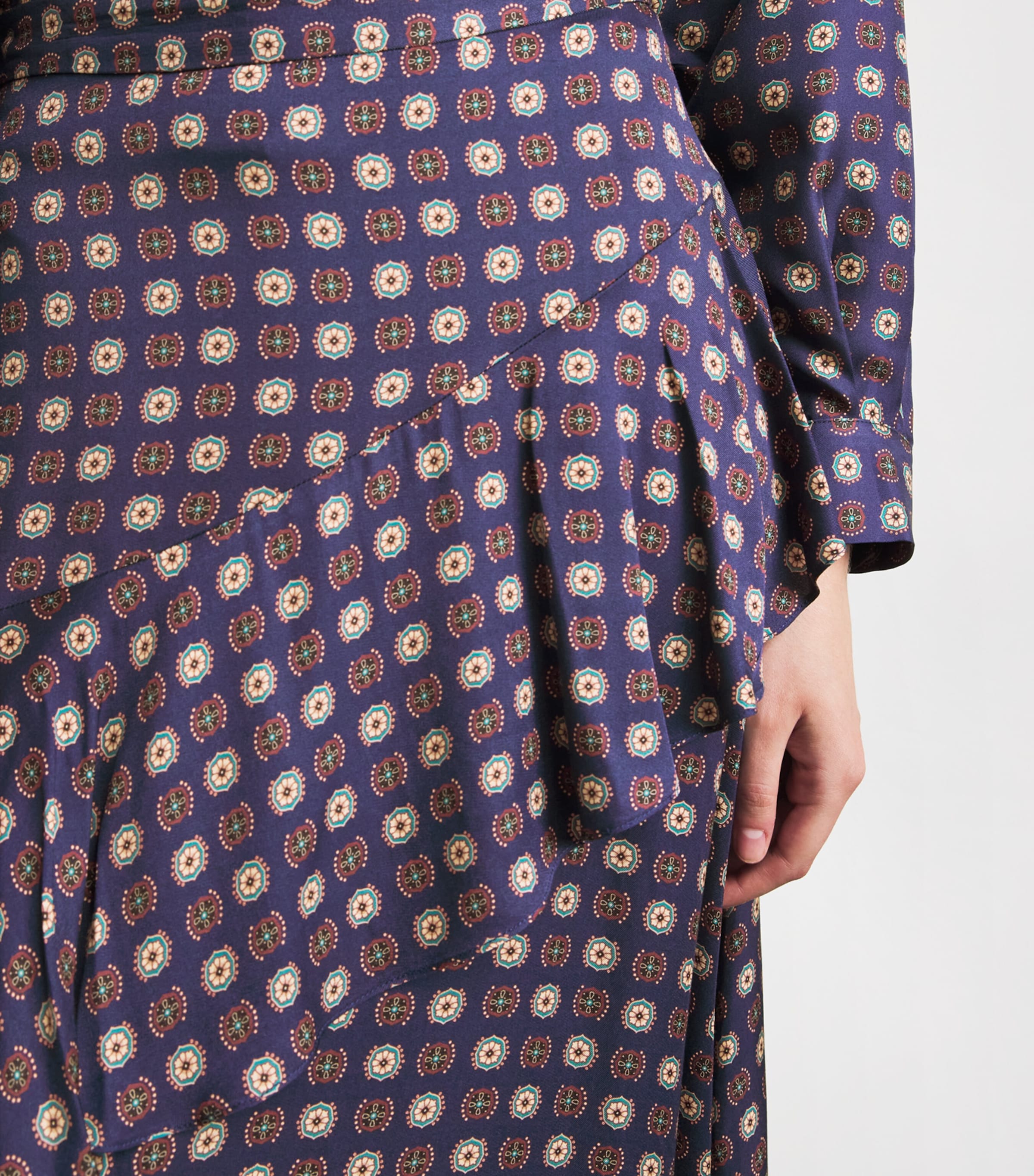 Claudie Pierlot Womens Tiered Midi Skirt Navy Print Image 3