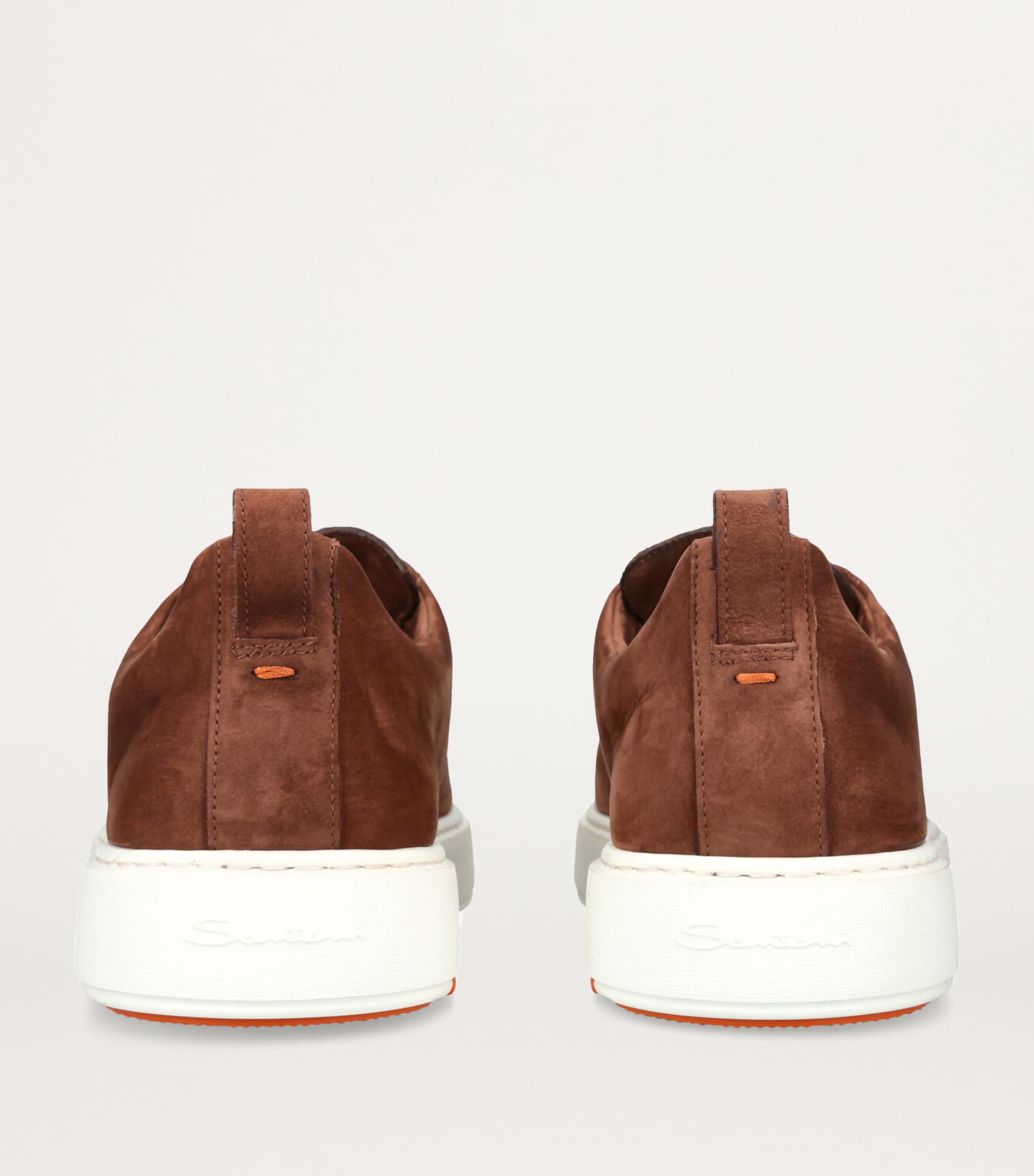 Santoni Mens Suede Slip-On Clean Icon Sneakers Dark Brown Image 2