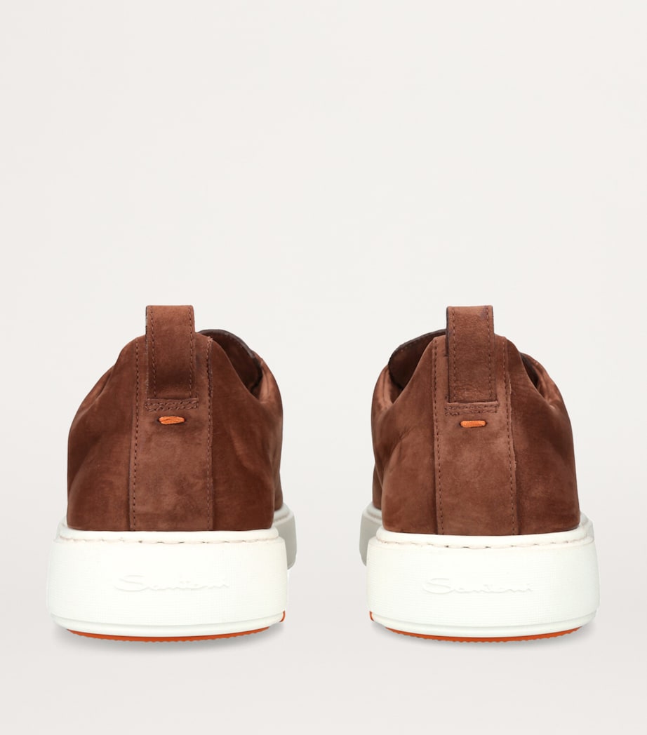 Santoni Mens Suede Slip-On Clean Icon Sneakers Dark Brown Image 2